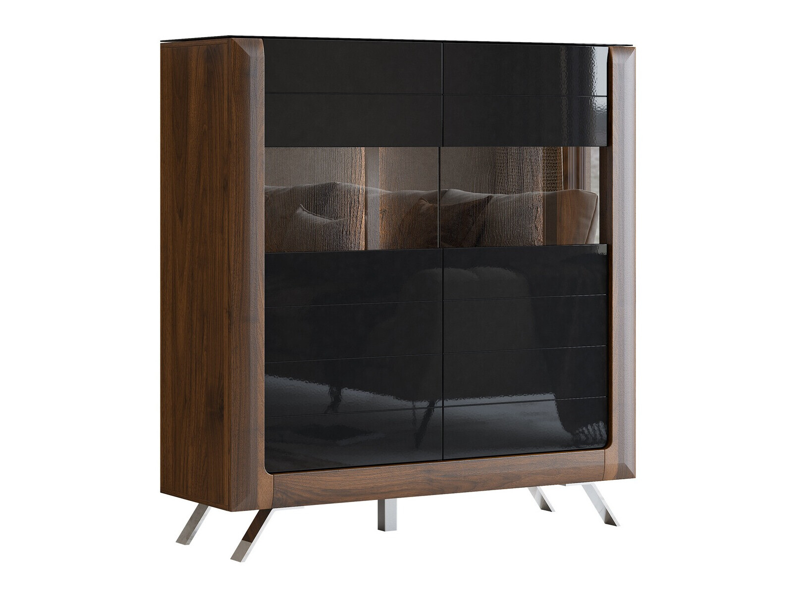 Polica Sovera 106 (Orah + Sjajno crna)