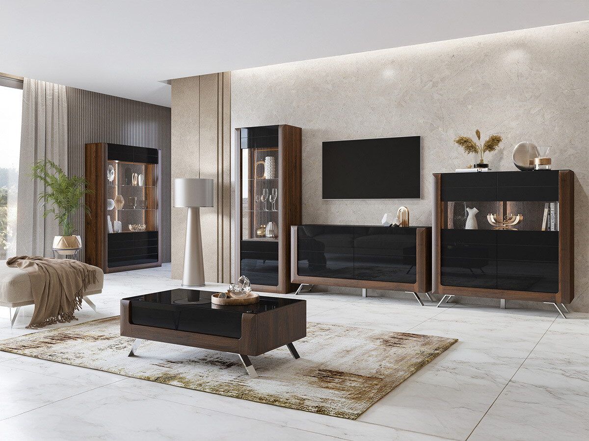 Polica Sovera 106 (Orah + Sjajno crna)