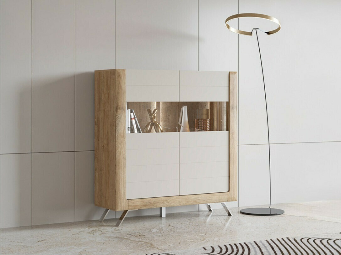 Polica Sovera 106 (Zlatni hrast + Svetloosiva)