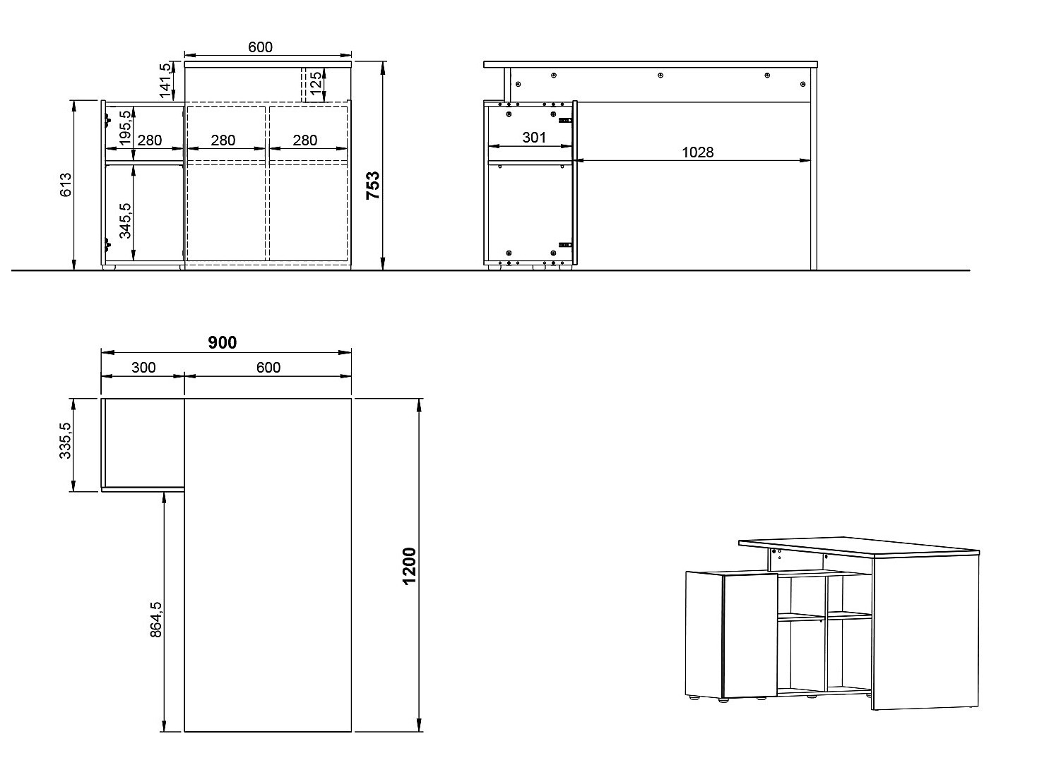 Set za kućnu kancelariju Evarsoa 105 (Graphite + Navarra hrast)