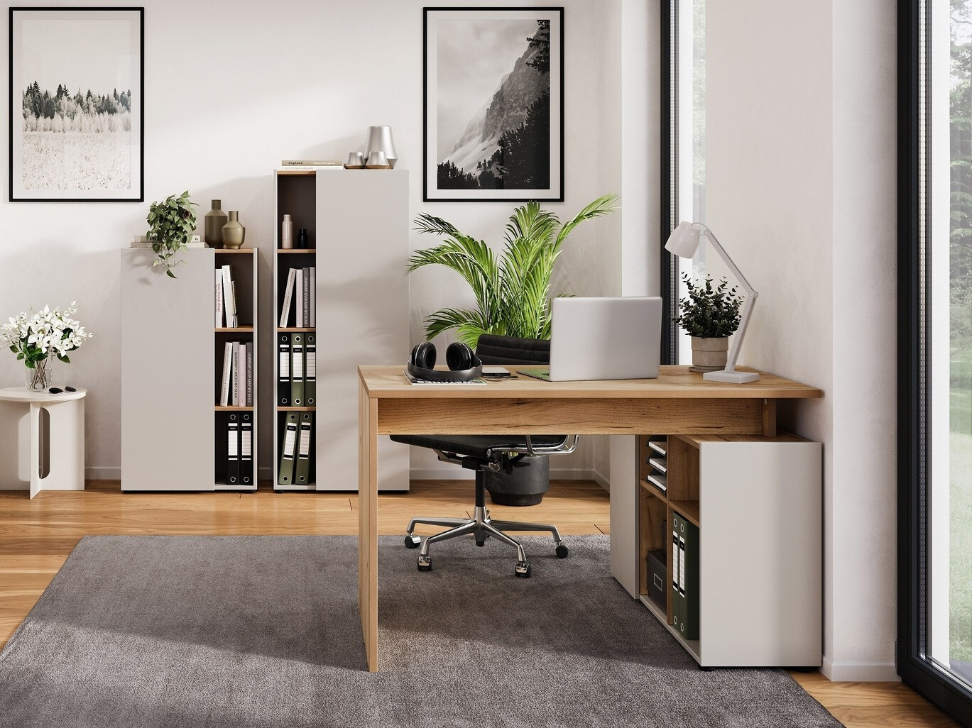 Set za kućnu kancelariju Evarsoa 105 (Kašmir + Navarra hrast)