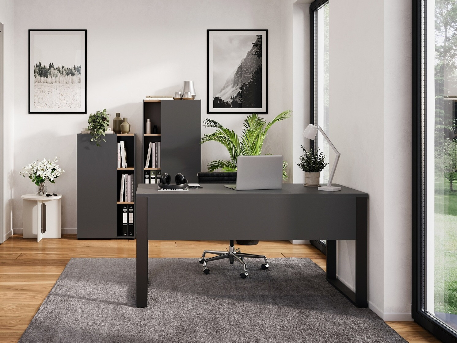 Set za kućnu kancelariju Evarsoa 106 (Grafit + Navarra hrast)