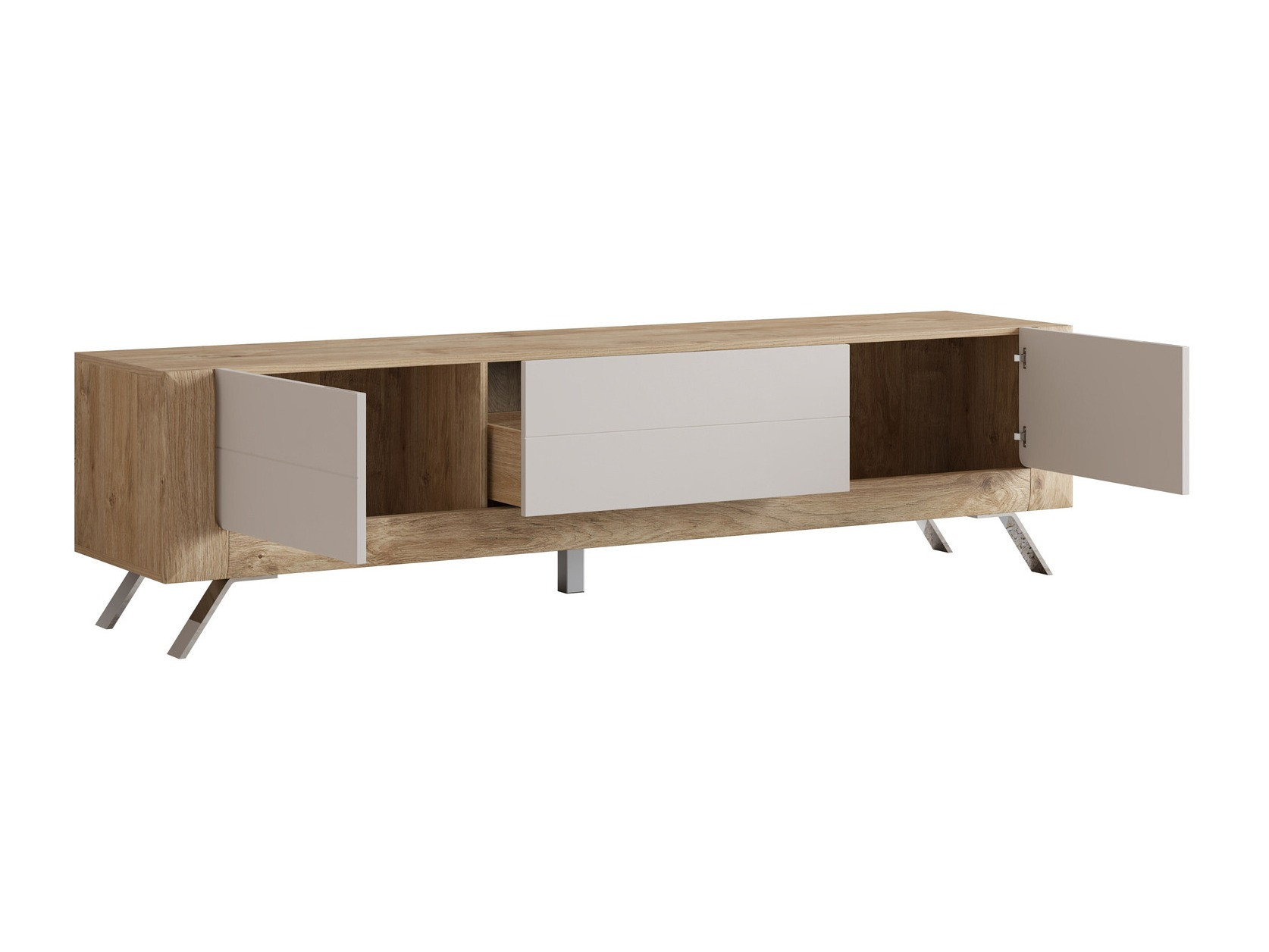 TV komoda Sovera 104 (Zlatni hrast + Svetloosiva)