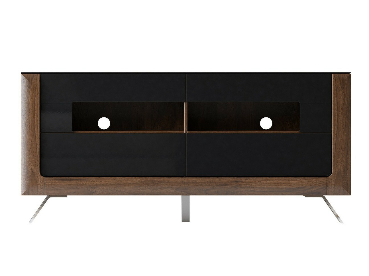 TV komoda Sovera 105 (Orah + Sjajno crna)