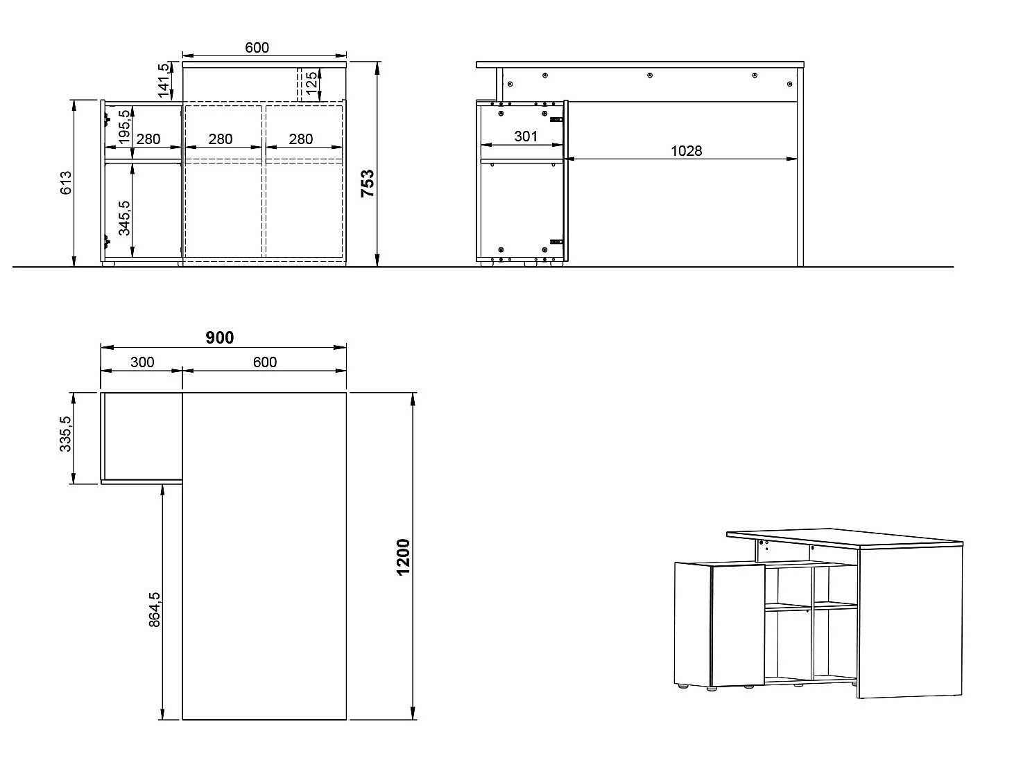 Ugaoni kancelarijski sto Evarsoa 101 (Grafit + Navarra hrast)