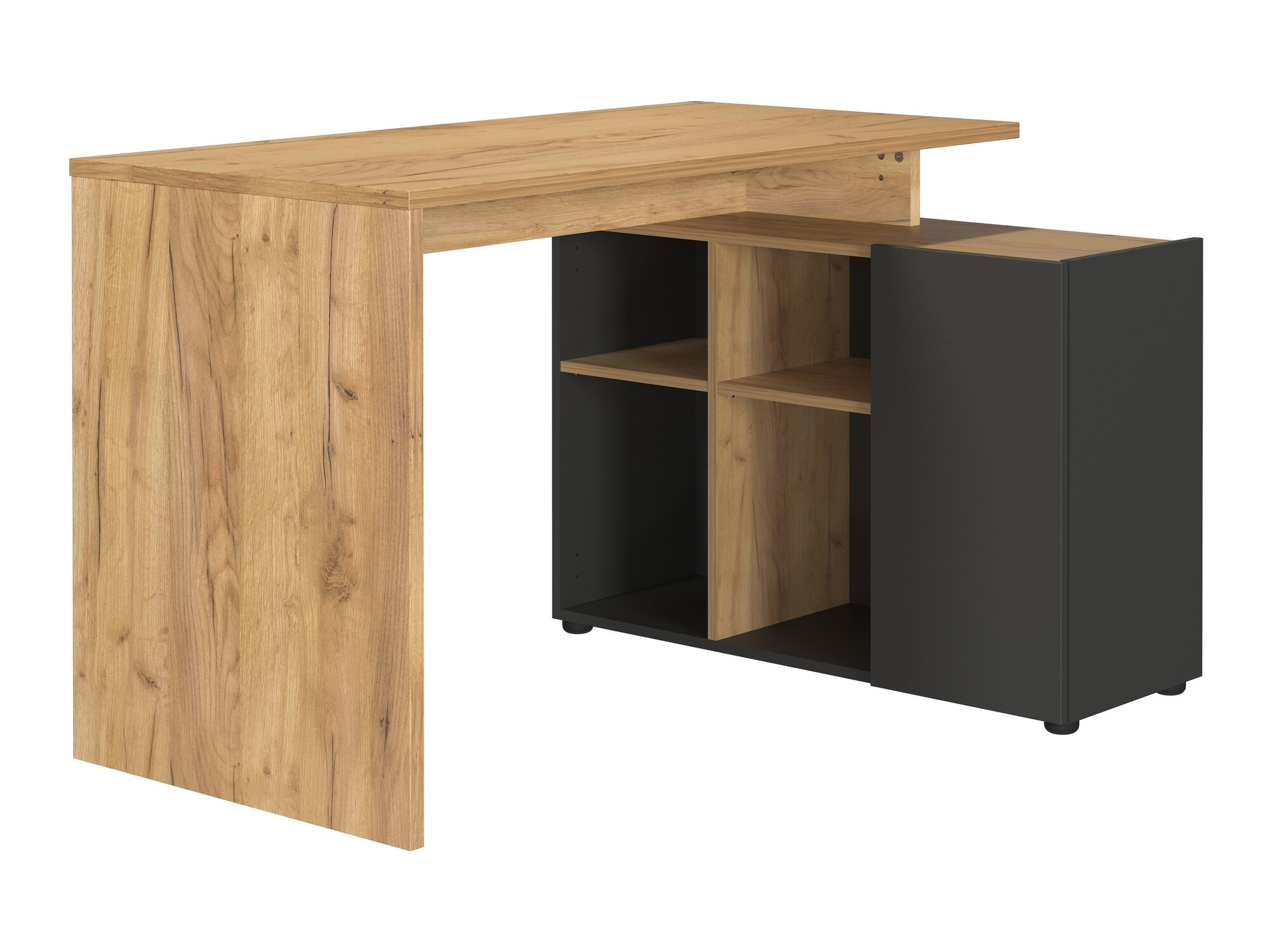 Ugaoni kancelarijski sto Evarsoa 101 (Graphite + Navarra hrast)