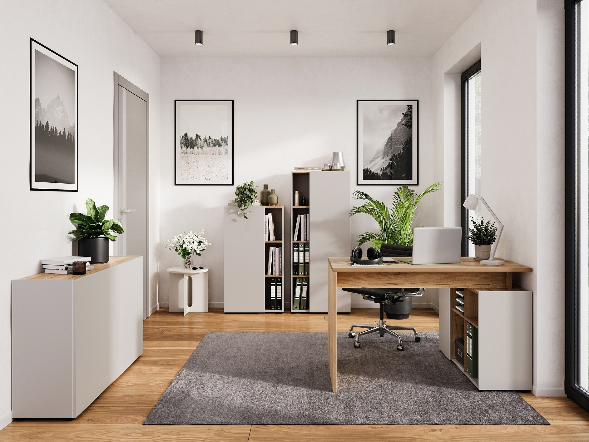 Ugaoni kancelarijski sto Evarsoa 101 (Kašmir + Navarra hrast)