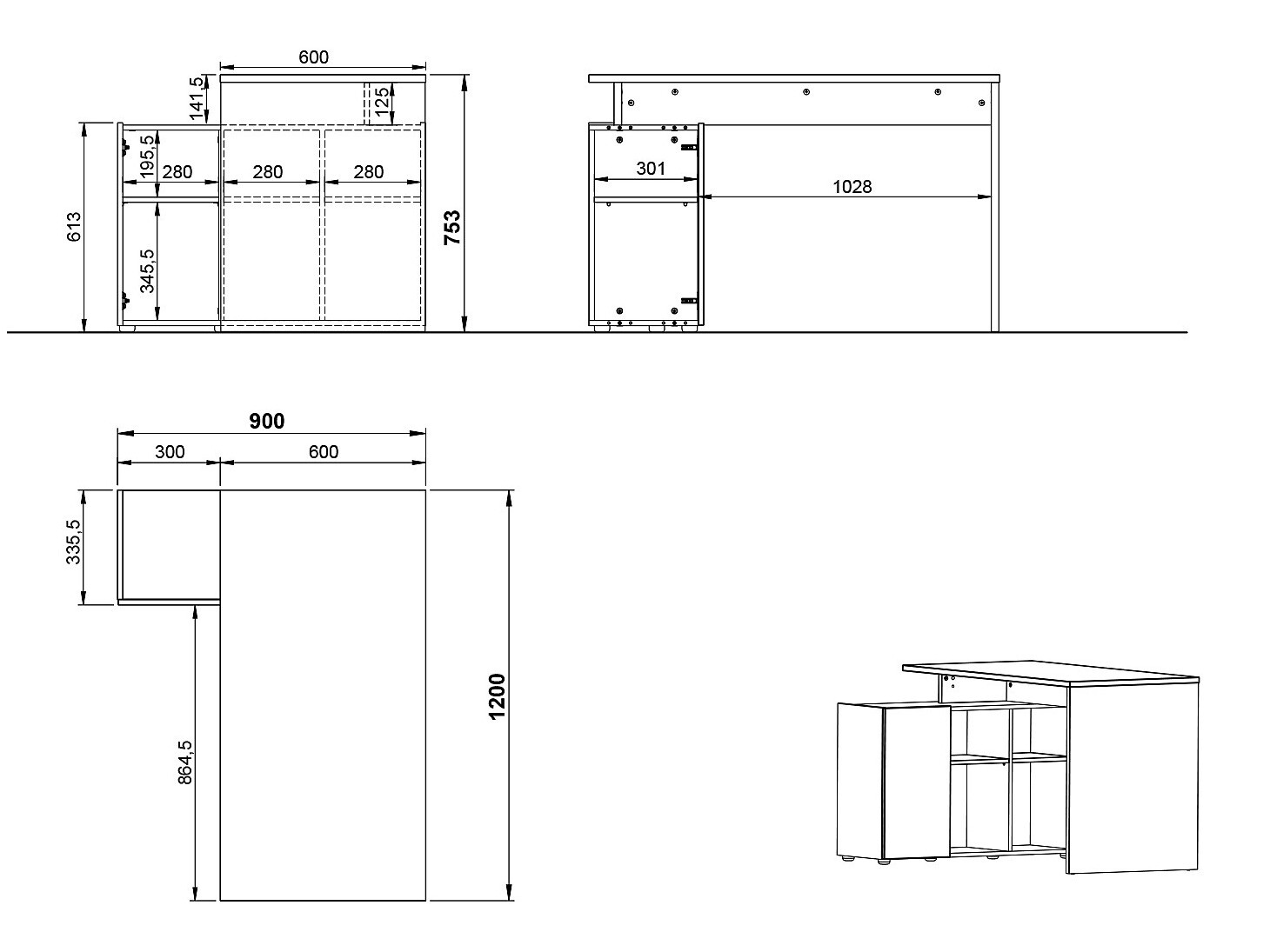 Ugaoni kancelarijski sto Evarsoa 101 (Kašmir + Navarra hrast)