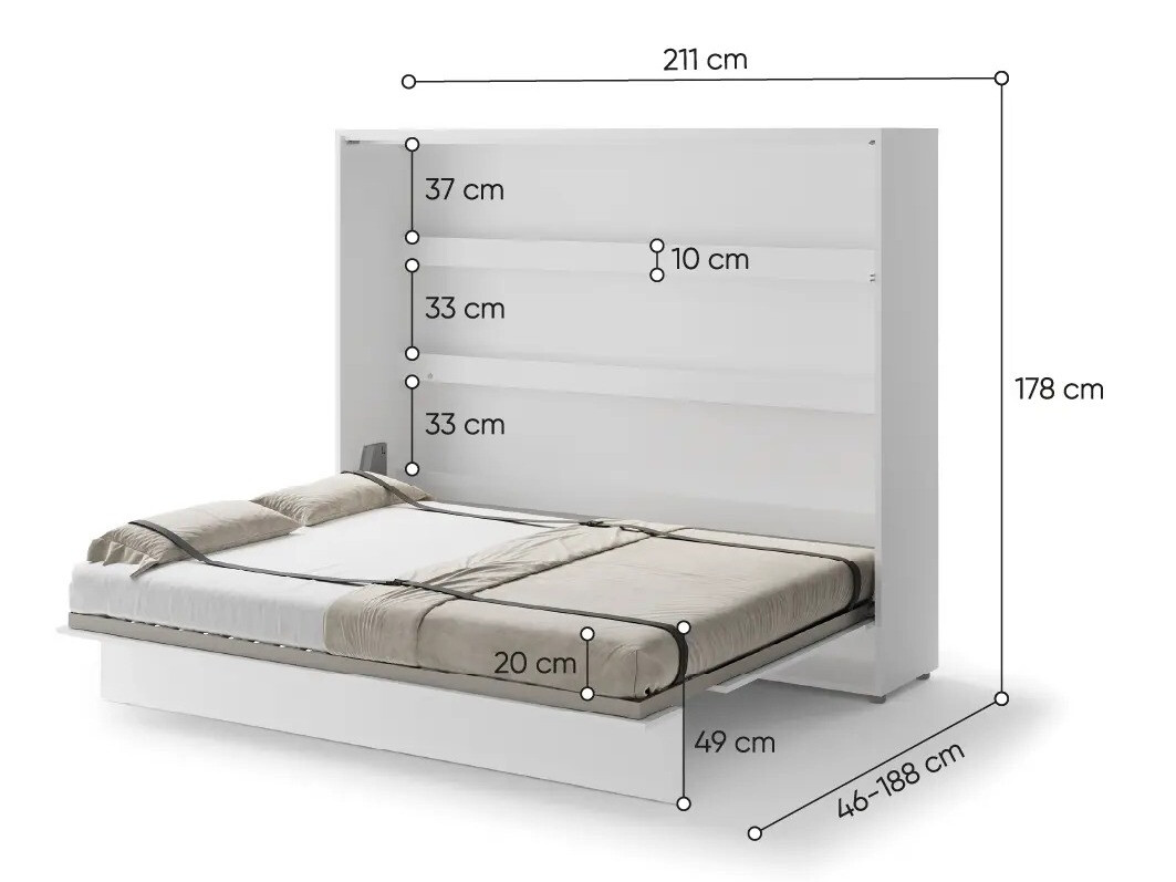 Zidni krevet Concept Pro Lenart Levfere 115 (Belo)