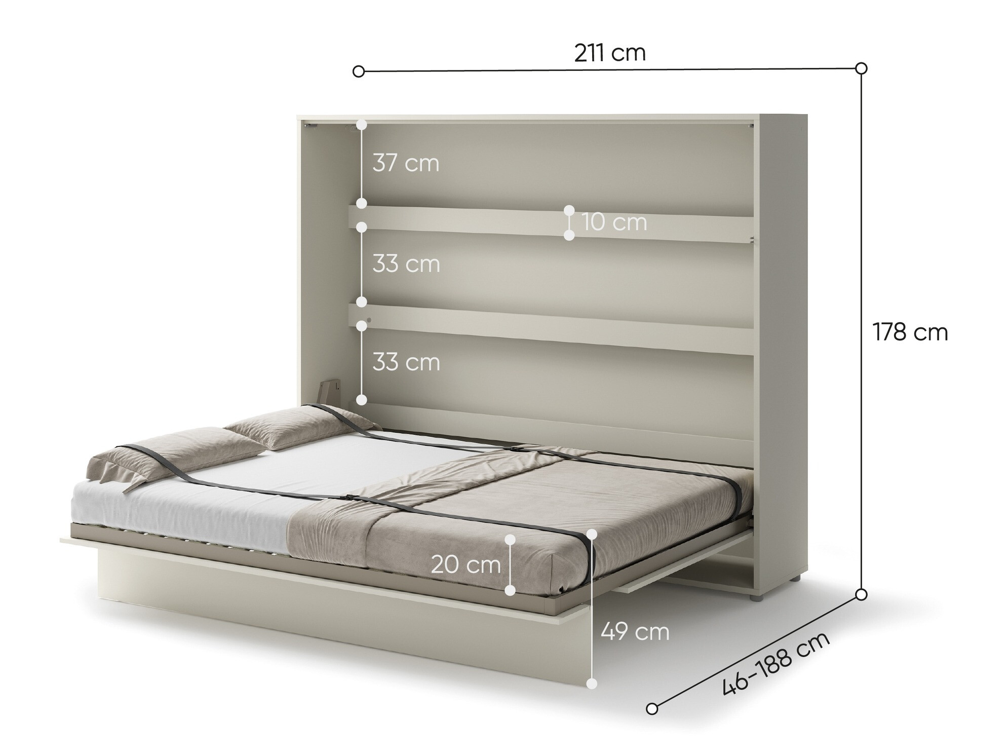 Zidni krevet Concept Pro Lenart Levfere 115 (Kašmir)
