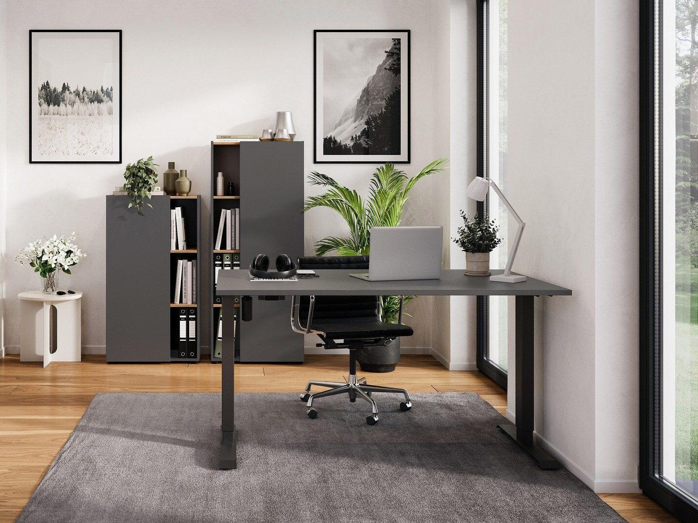 Set za kućnu kancelariju Evarsoa 107 (Graphite + Navarra hrast)