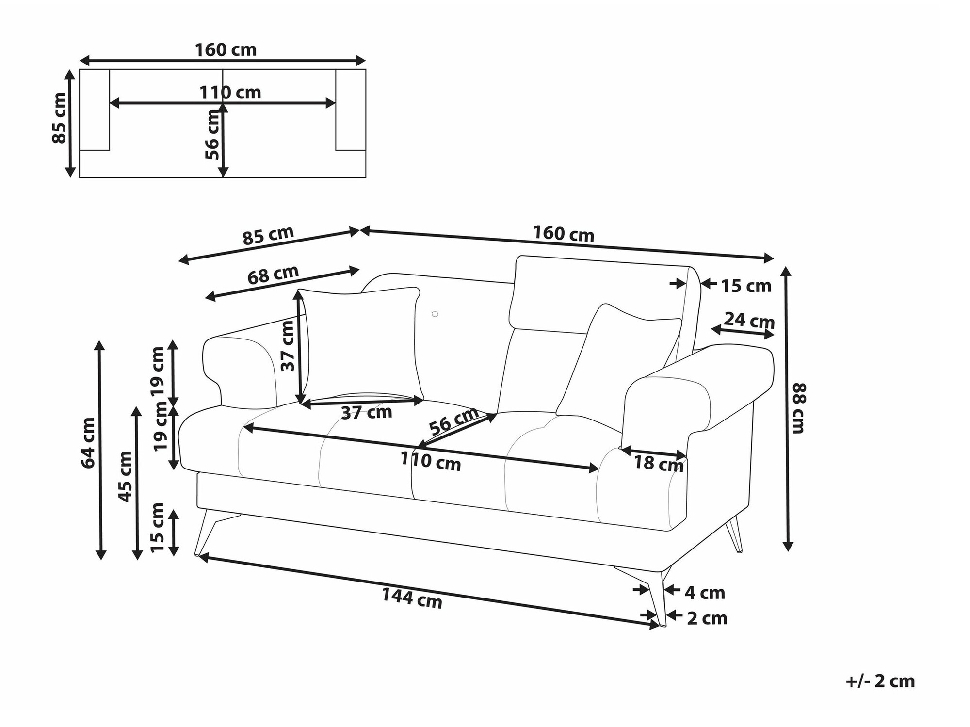 Sofa Berwyn 2371 (Svetlo smeđa)