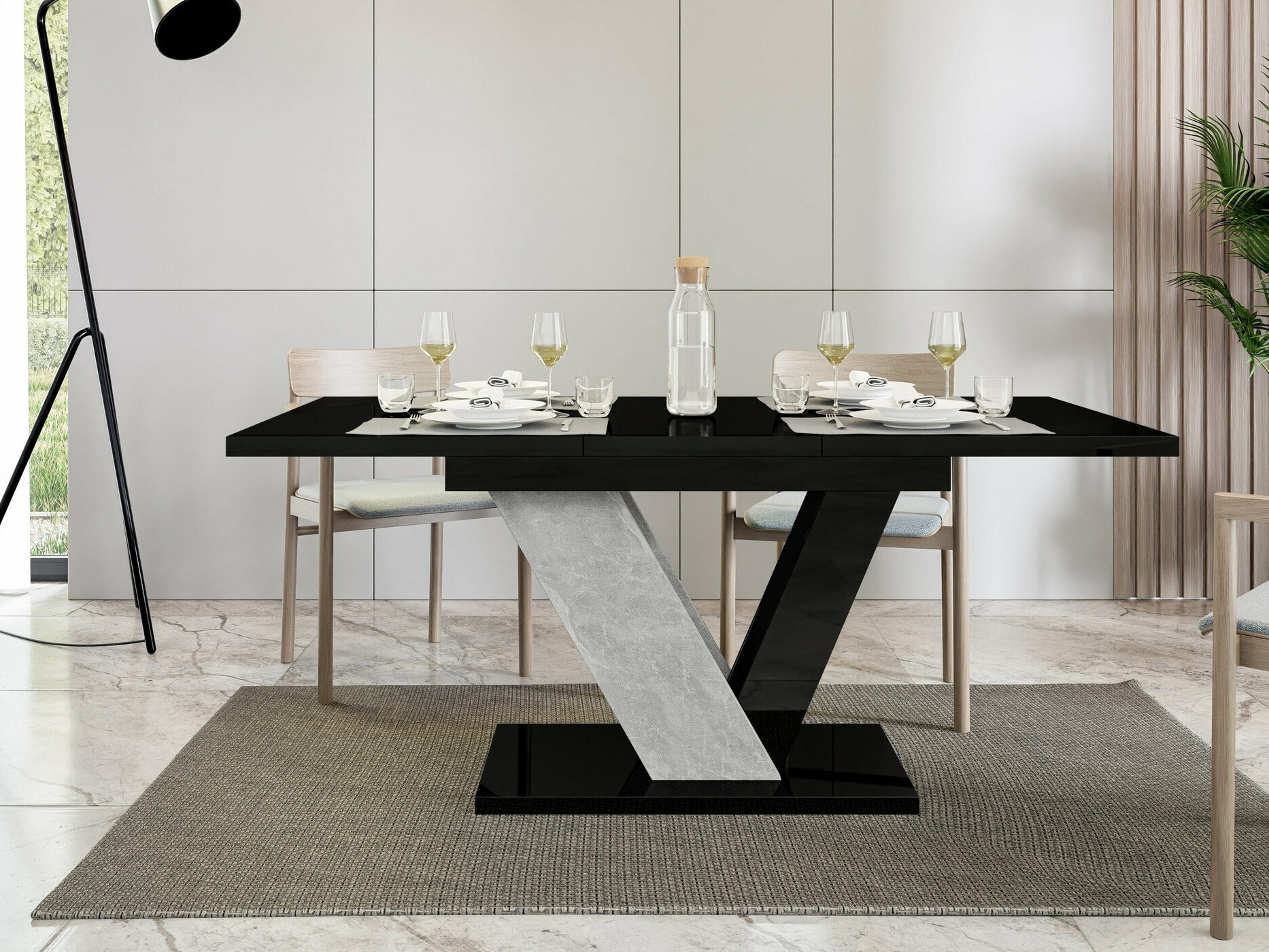 Sto Violium (Sjajno crna + Beton)