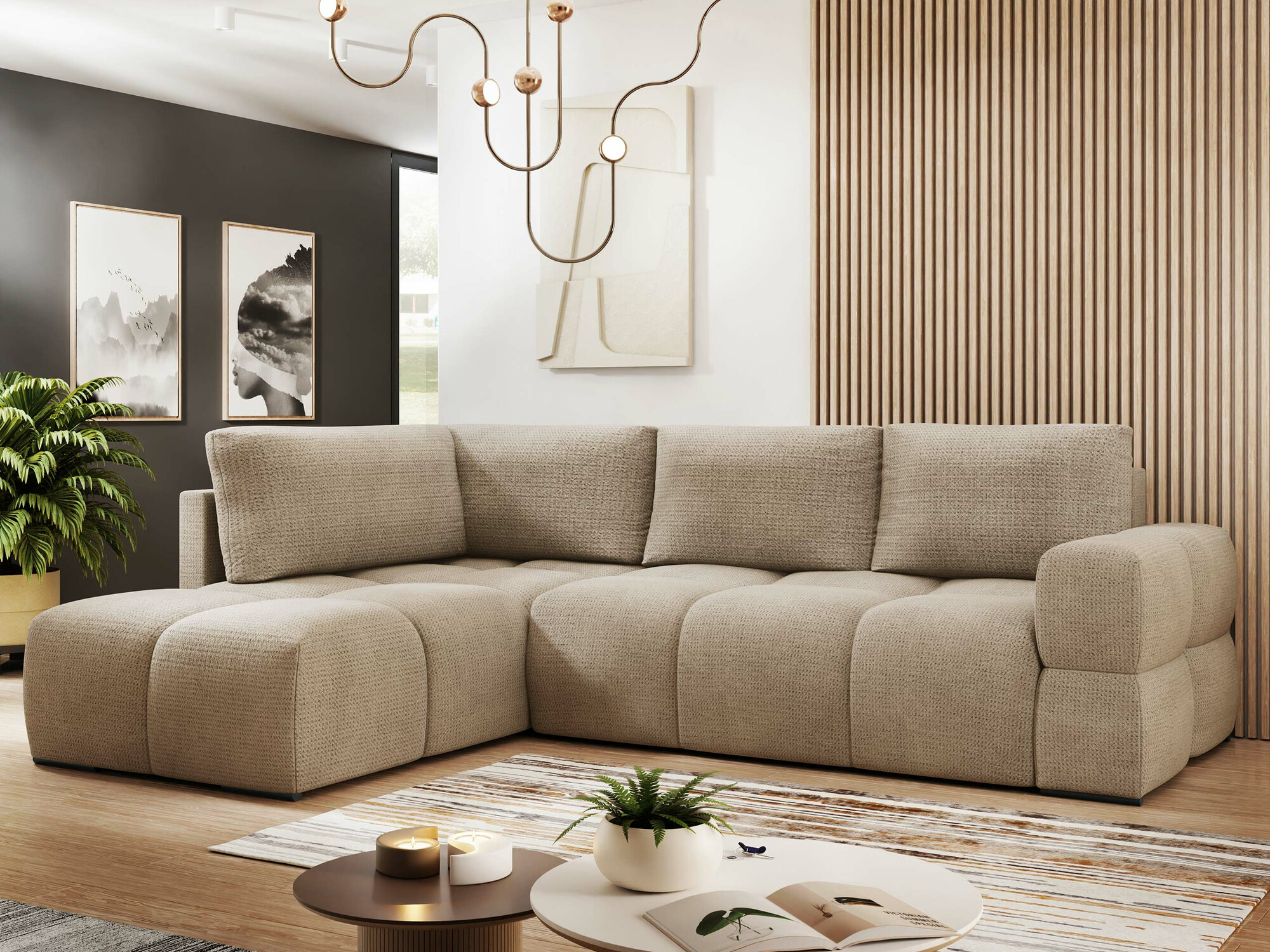 Ugaona sofa Lincoln 198 (Artico Bež)