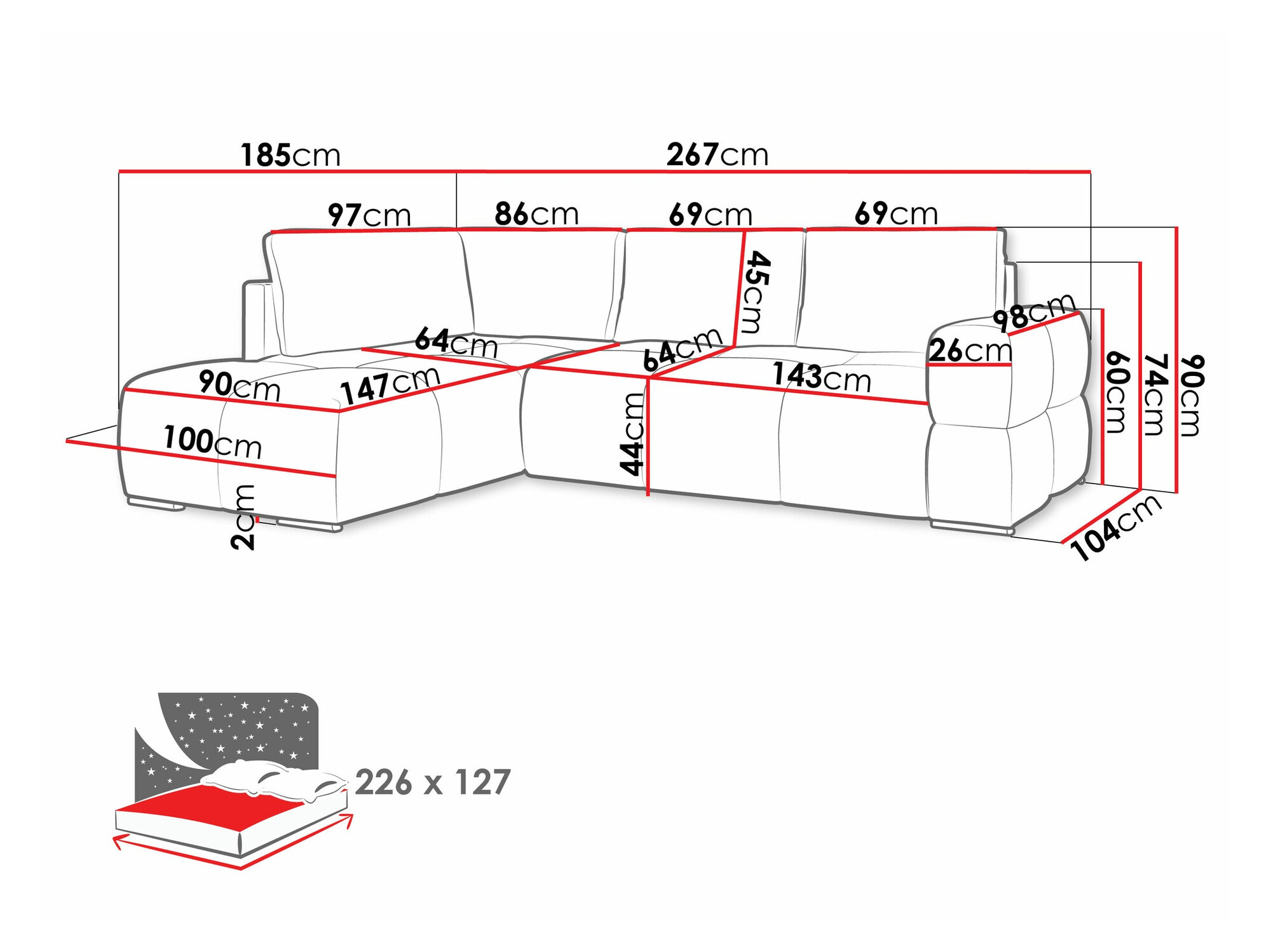 Ugaona sofa Lincoln 198 (Artico Bež)
