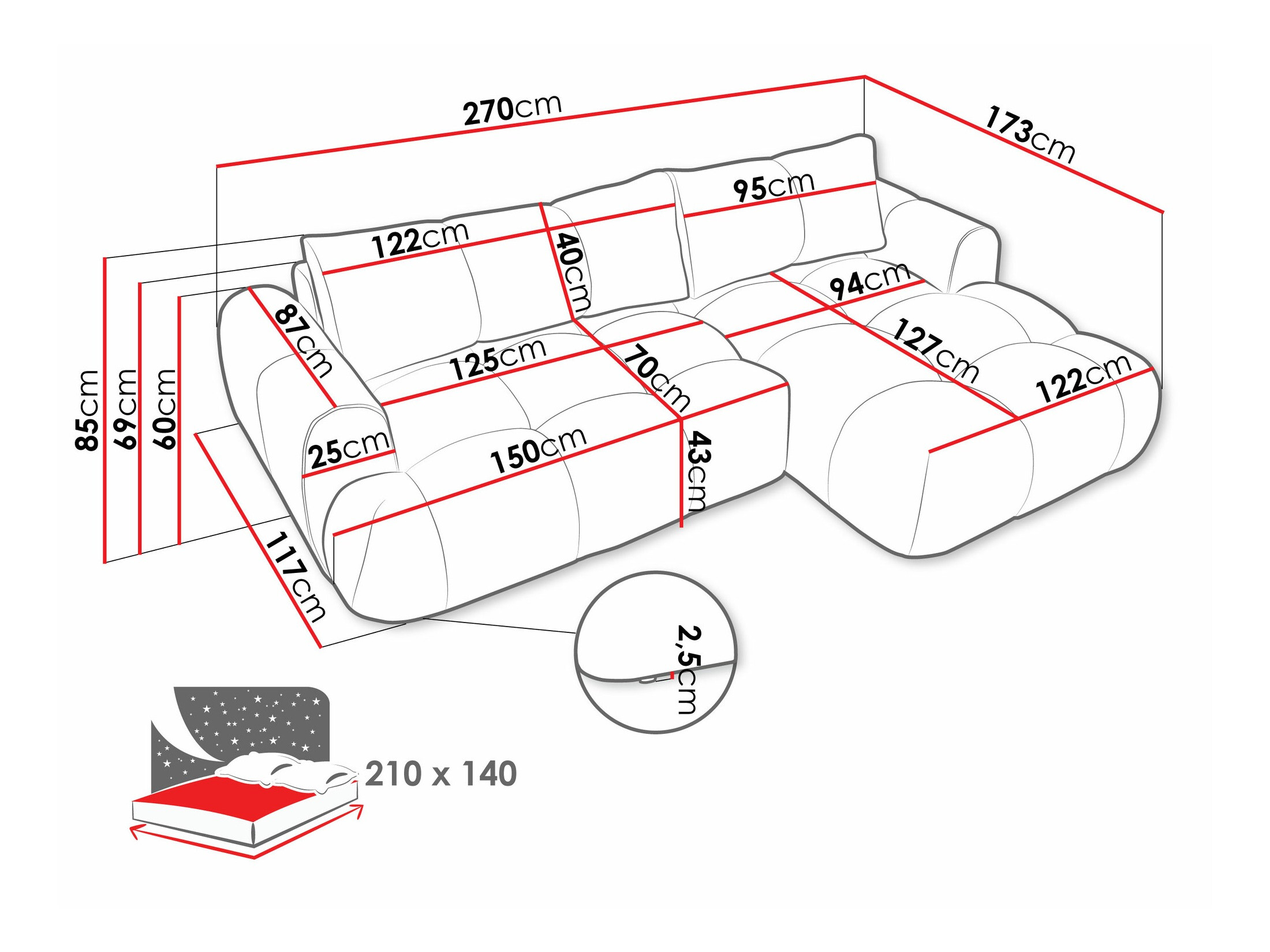 Ugaona sofa TrendyNest 109 (Now Or Never 92)