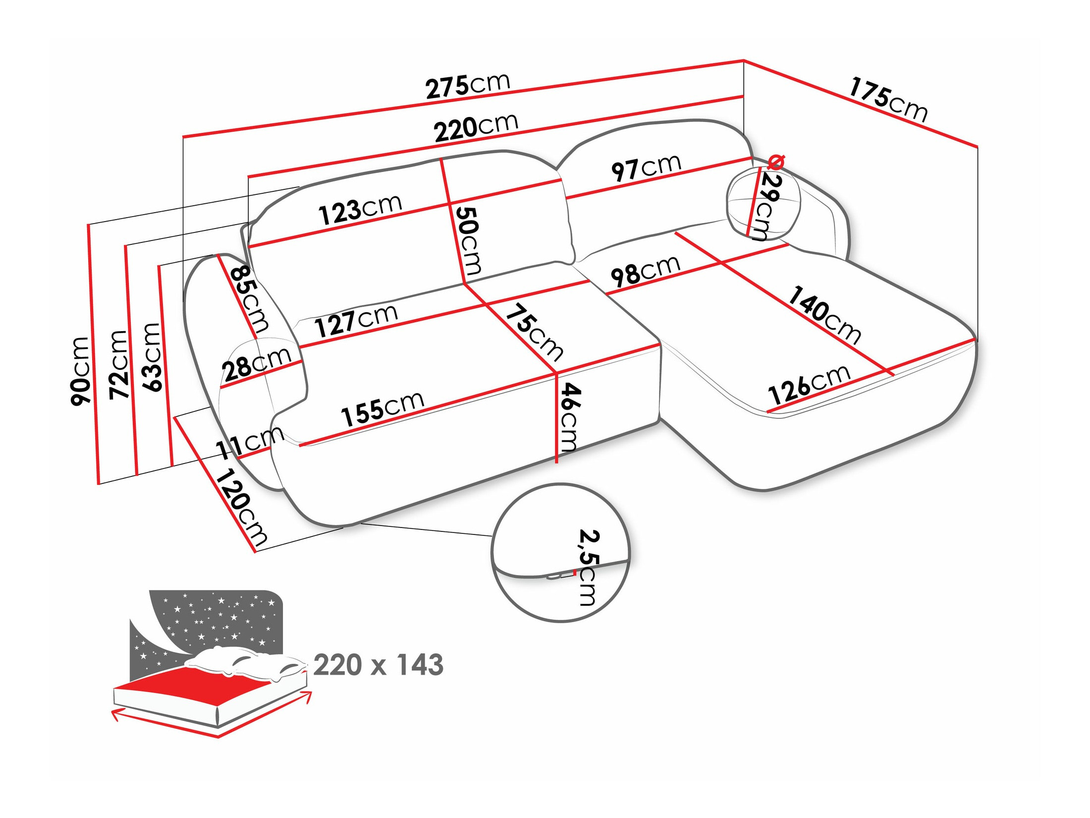 Ugaona sofa TrendyNest 110 (Now Or Never 92)