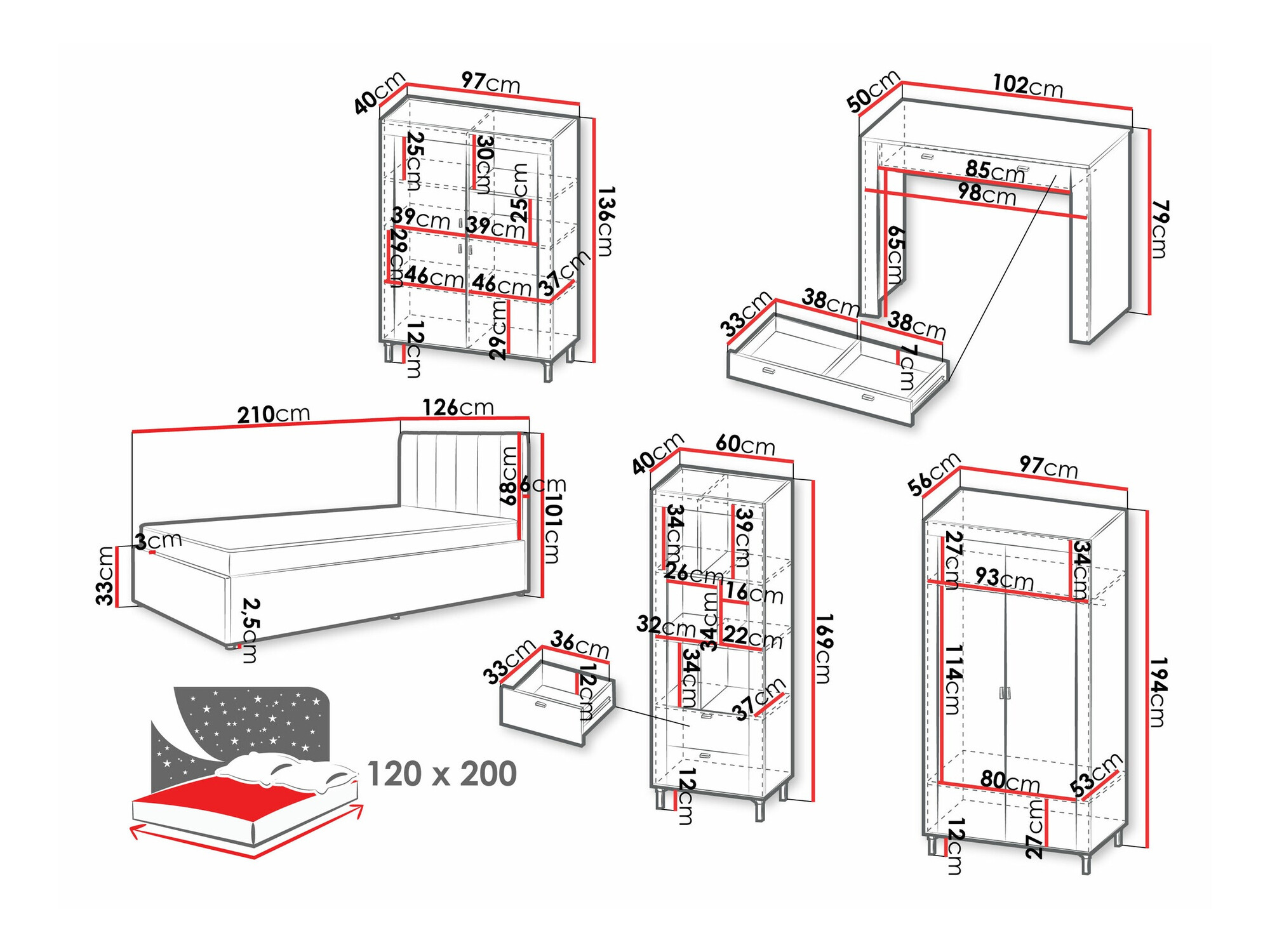 Set spavaća soba Mormavu 116 (Kašmir)