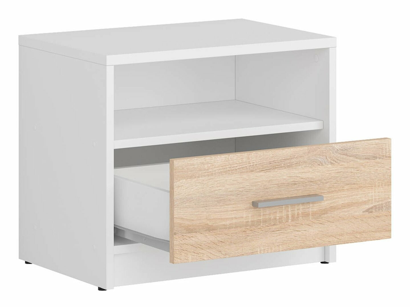 Noćni ormarić Novsore 102 (Belo + Sonoma hrast)