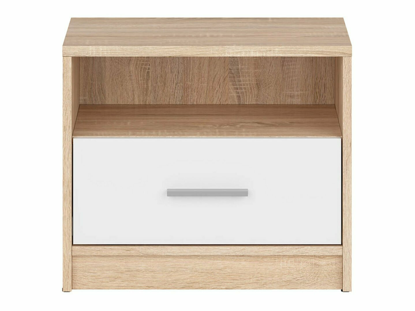 Noćni ormarić Novsore 102 (Belo + Sonoma hrast)