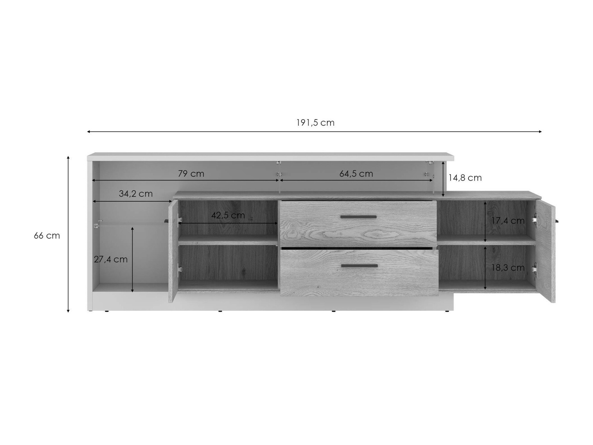 TV komoda Ontario 137 (Kašmir + Sonoma hrast)