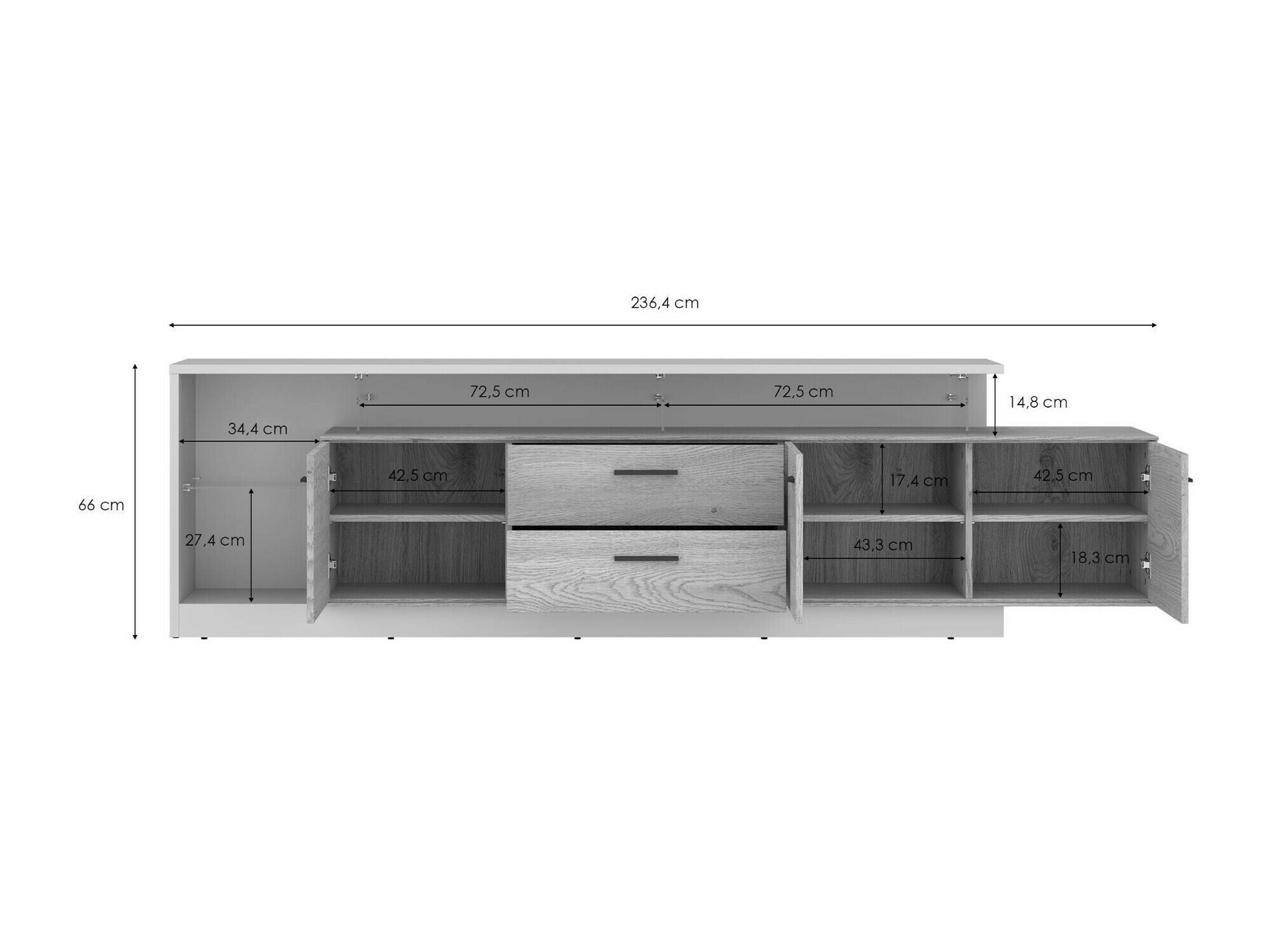 TV komoda Ontario 138 (Sonoma hrast + Kašmir)