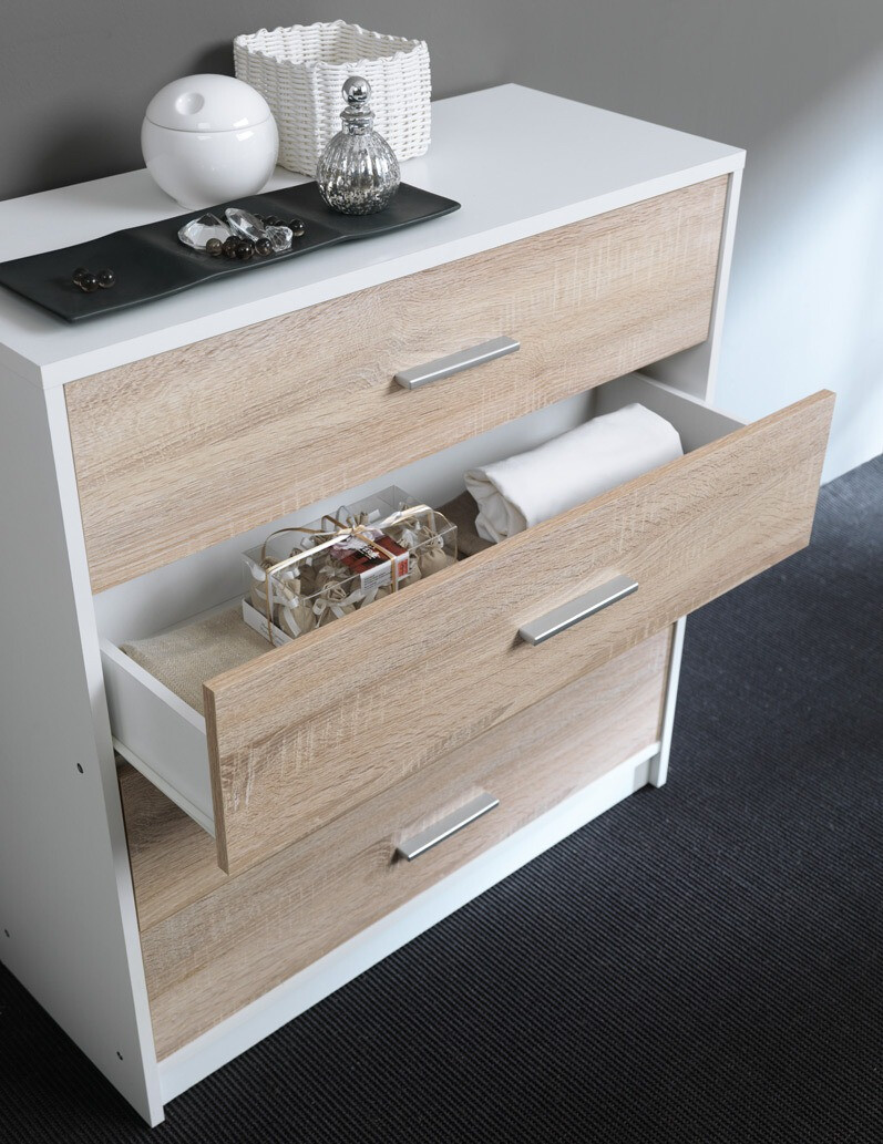 Komoda Novsore 101 (Belo + Sonoma hrast)