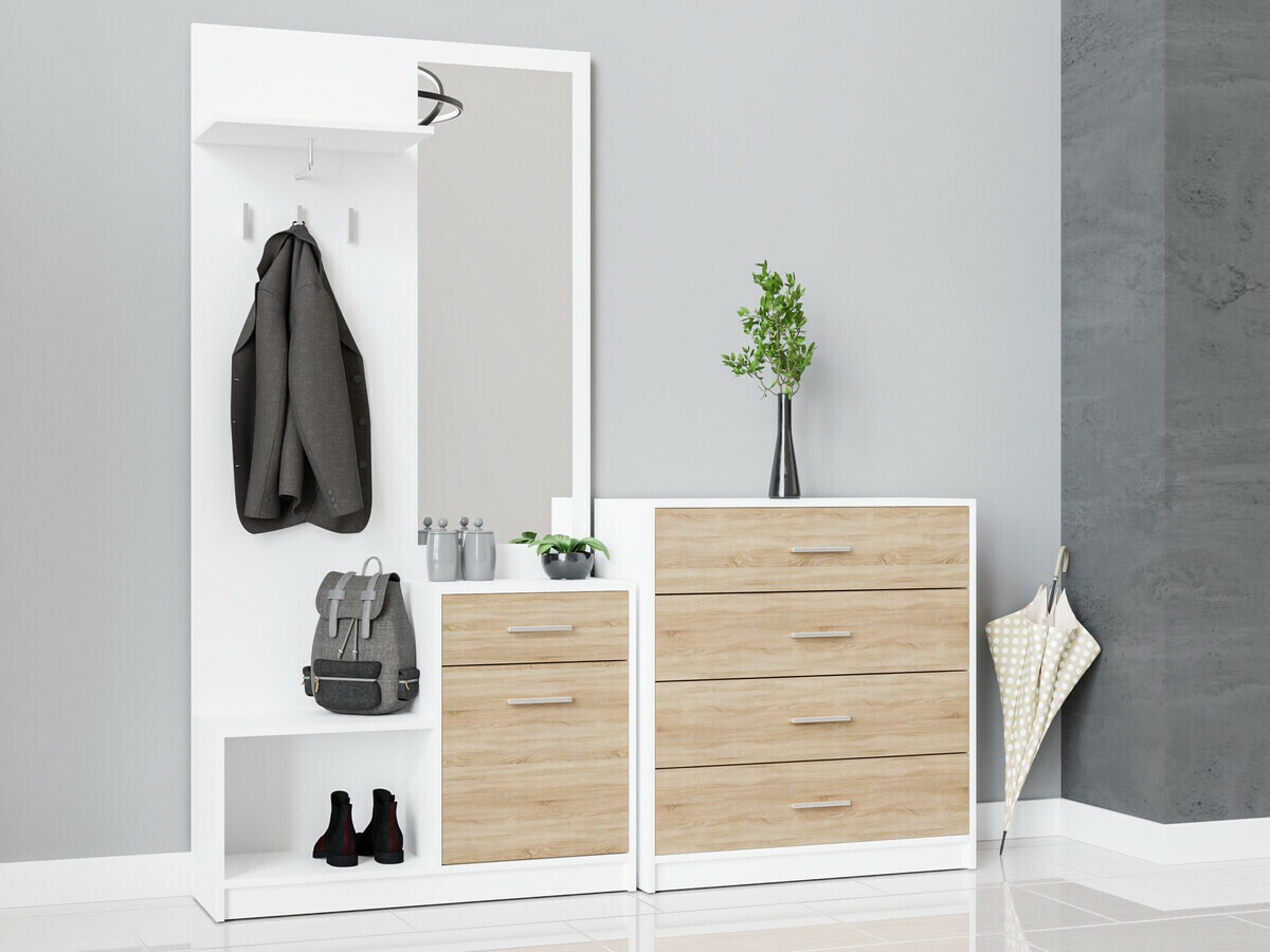 Komoda Novsore 101 (Belo + Sonoma hrast)