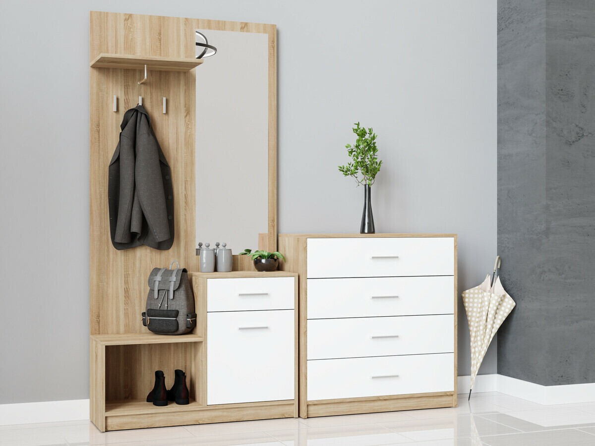 Komoda Novsore 101 (Sonoma hrast + Belo)