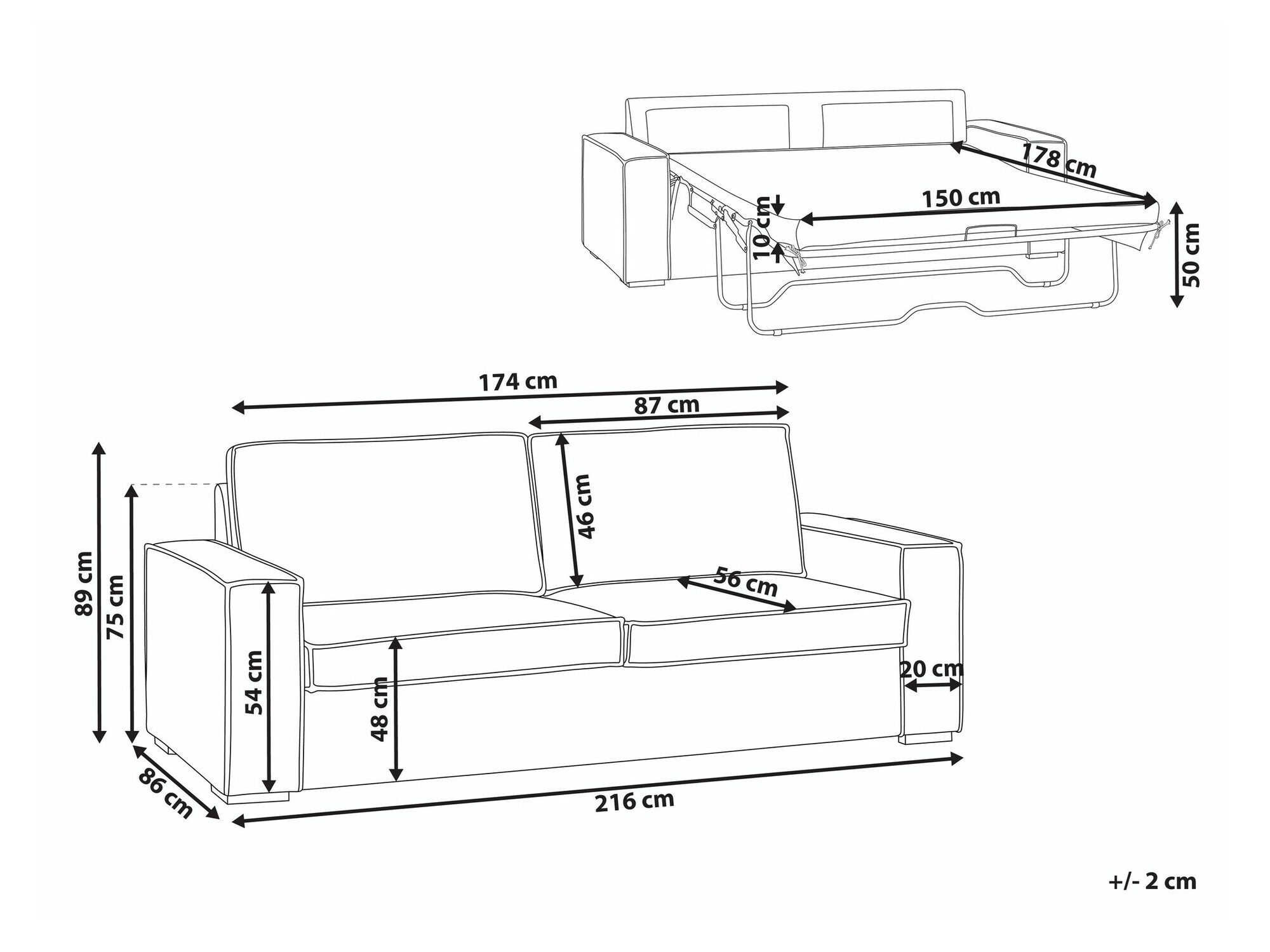 Sofa na razvlačenje Berwyn 2375 (Belo)