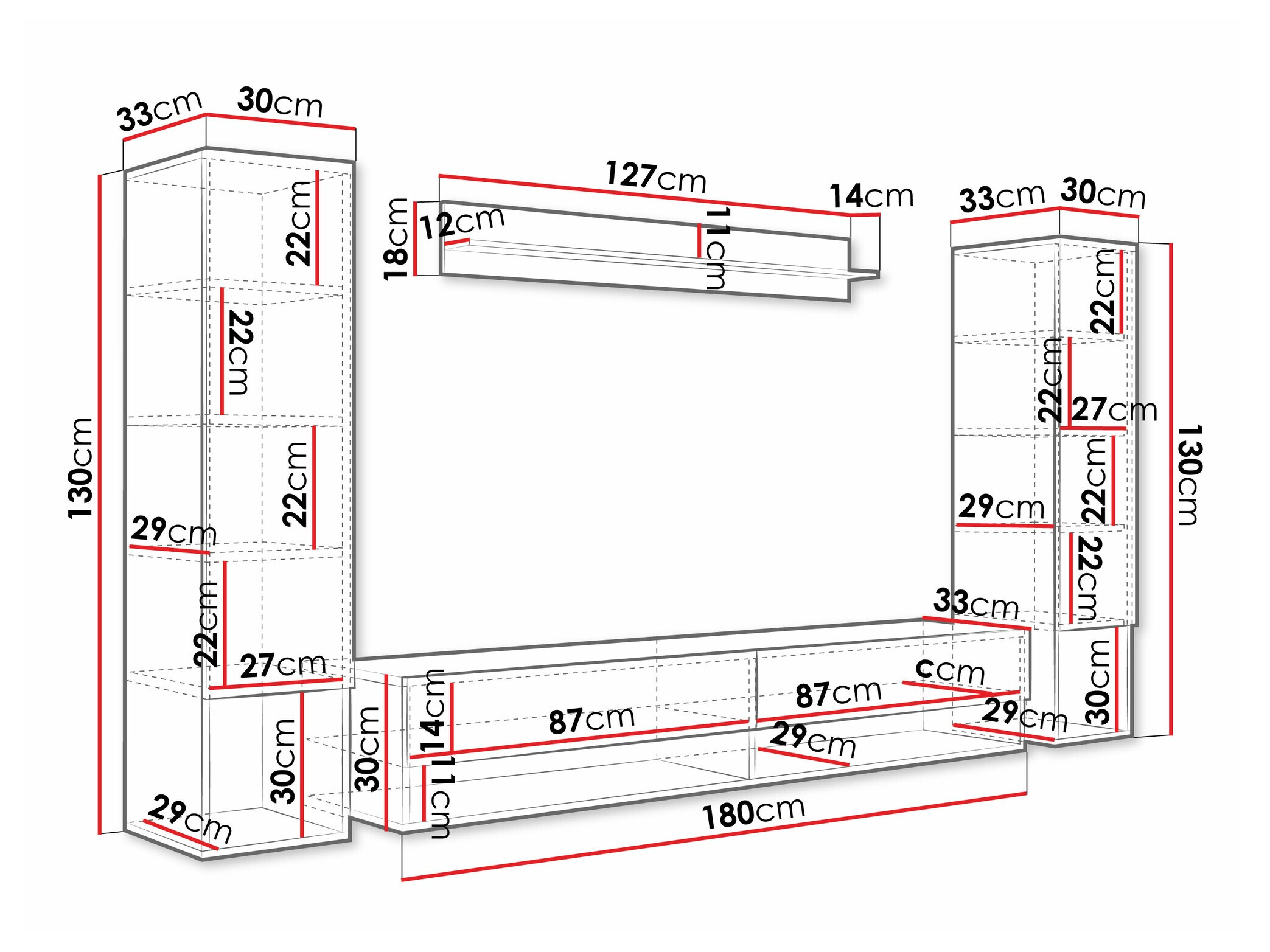Set za dnevnu sobu Sarasota 176 (Belo + Sjajno belo)