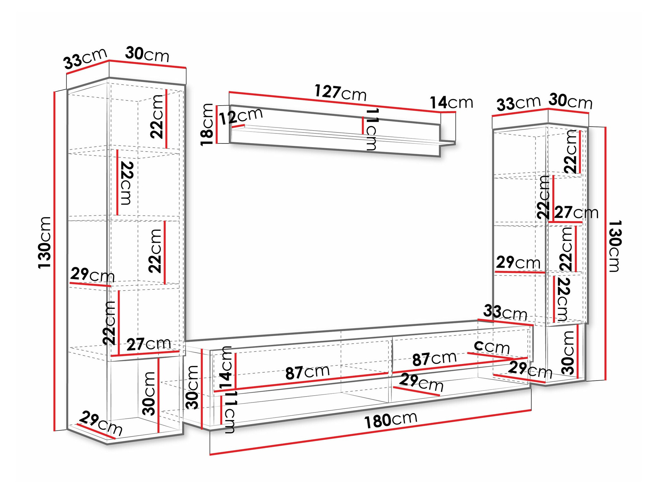 Set za dnevnu sobu Sarasota 176 (Belo + Sjajno belo)
