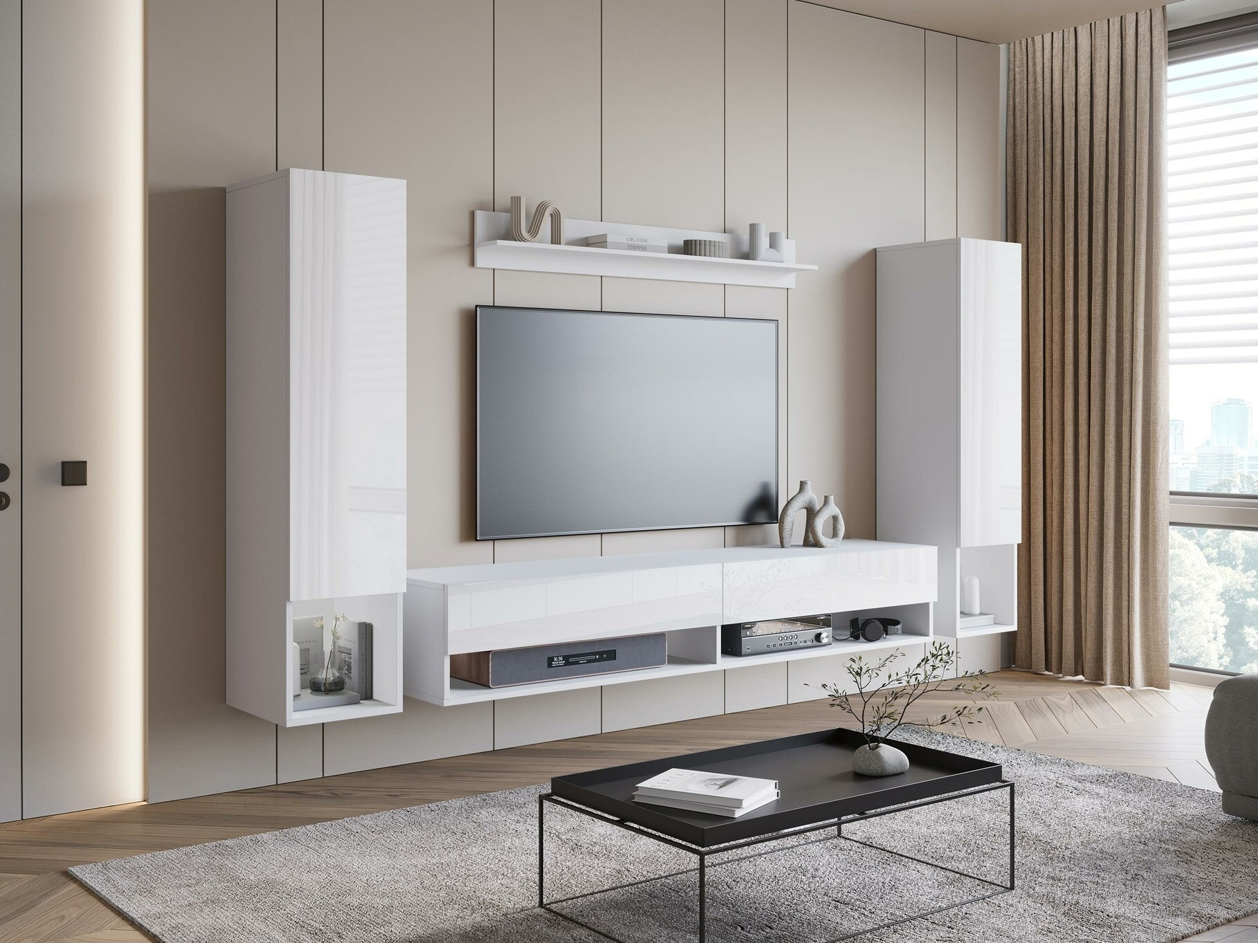 Set za dnevnu sobu Sarasota 176 (Belo + Sjajno belo)