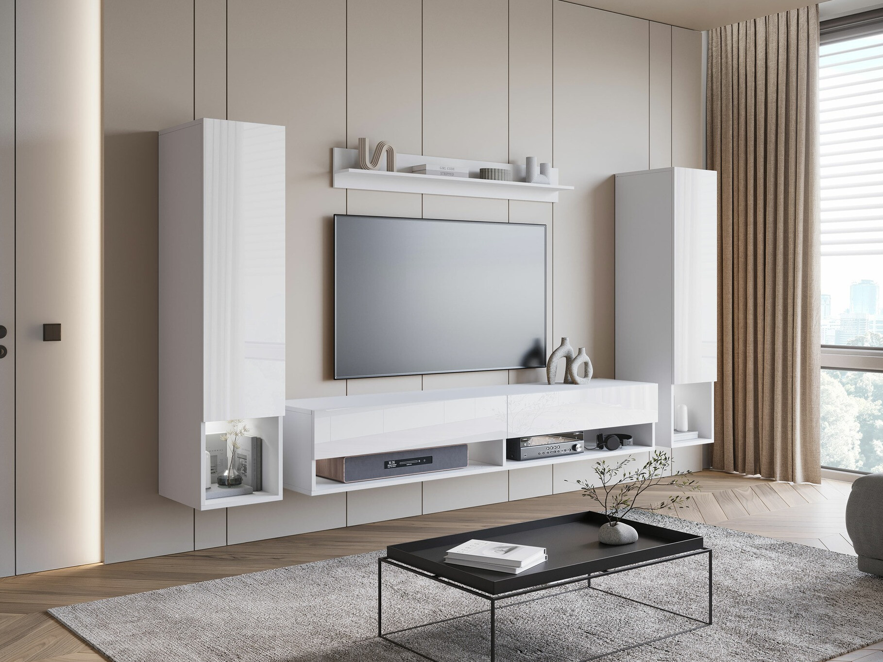 Set za dnevnu sobu Sarasota 176 (Belo + Sjajno belo)