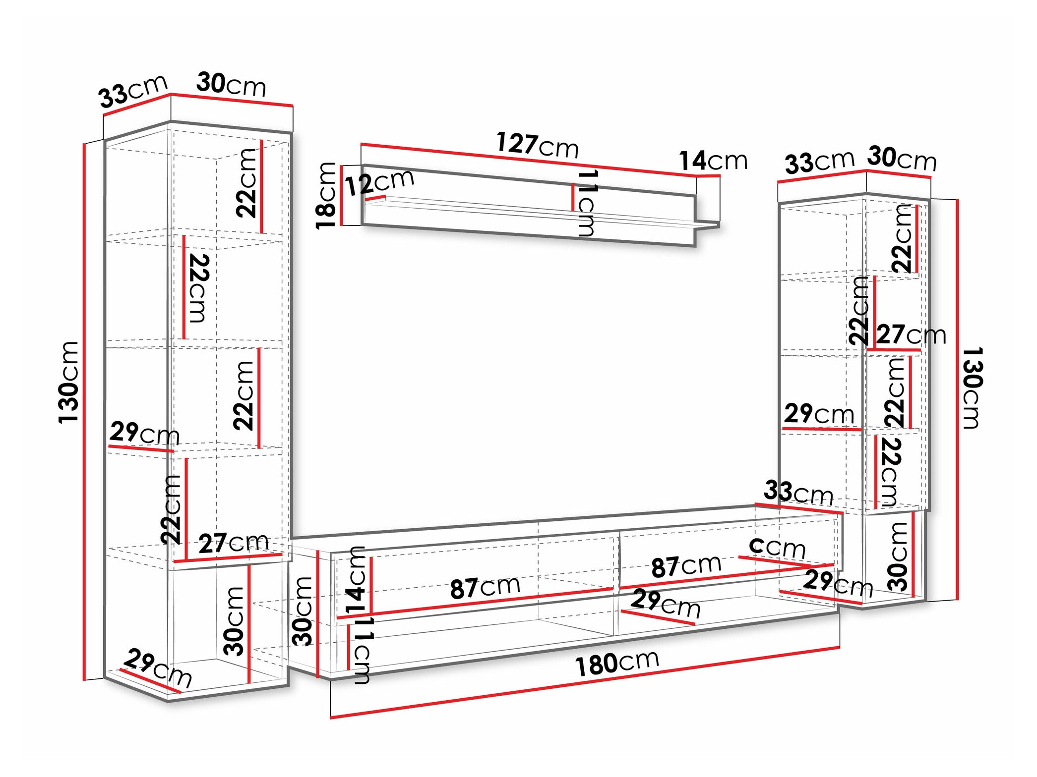 Set za dnevnu sobu Sarasota 176 (Matera siva + Sjajno belo)