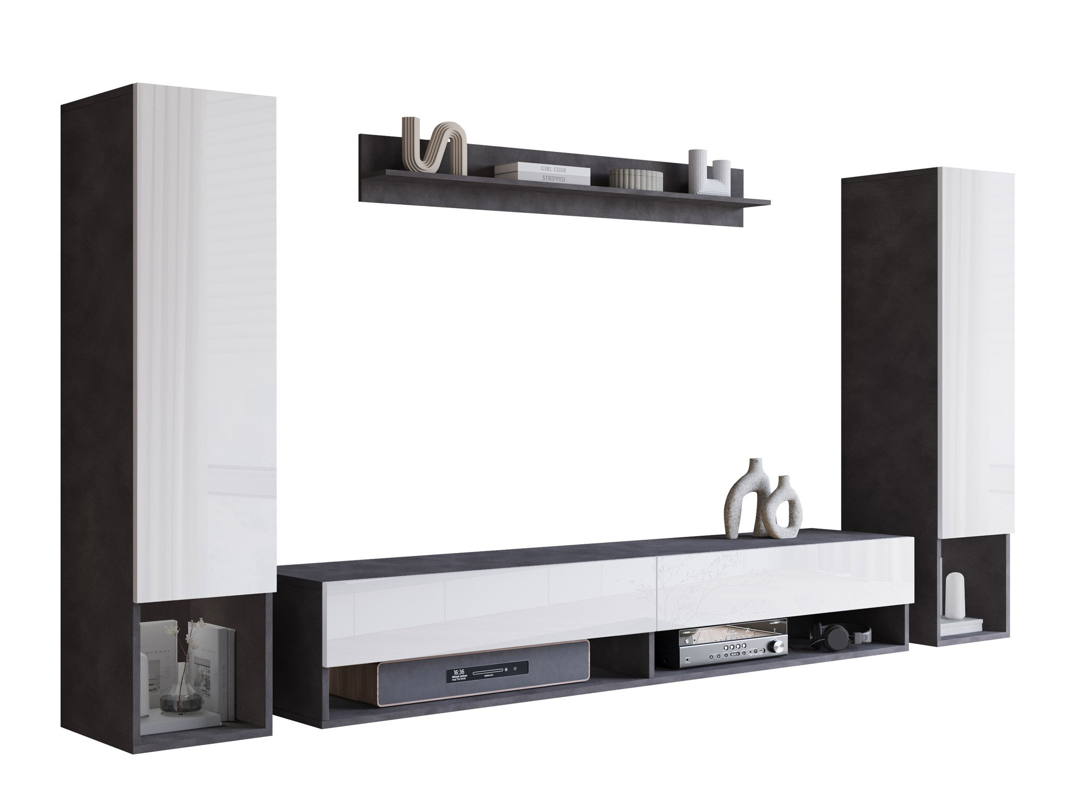 Set za dnevnu sobu Sarasota 176 (Matera siva + Sjajno belo)