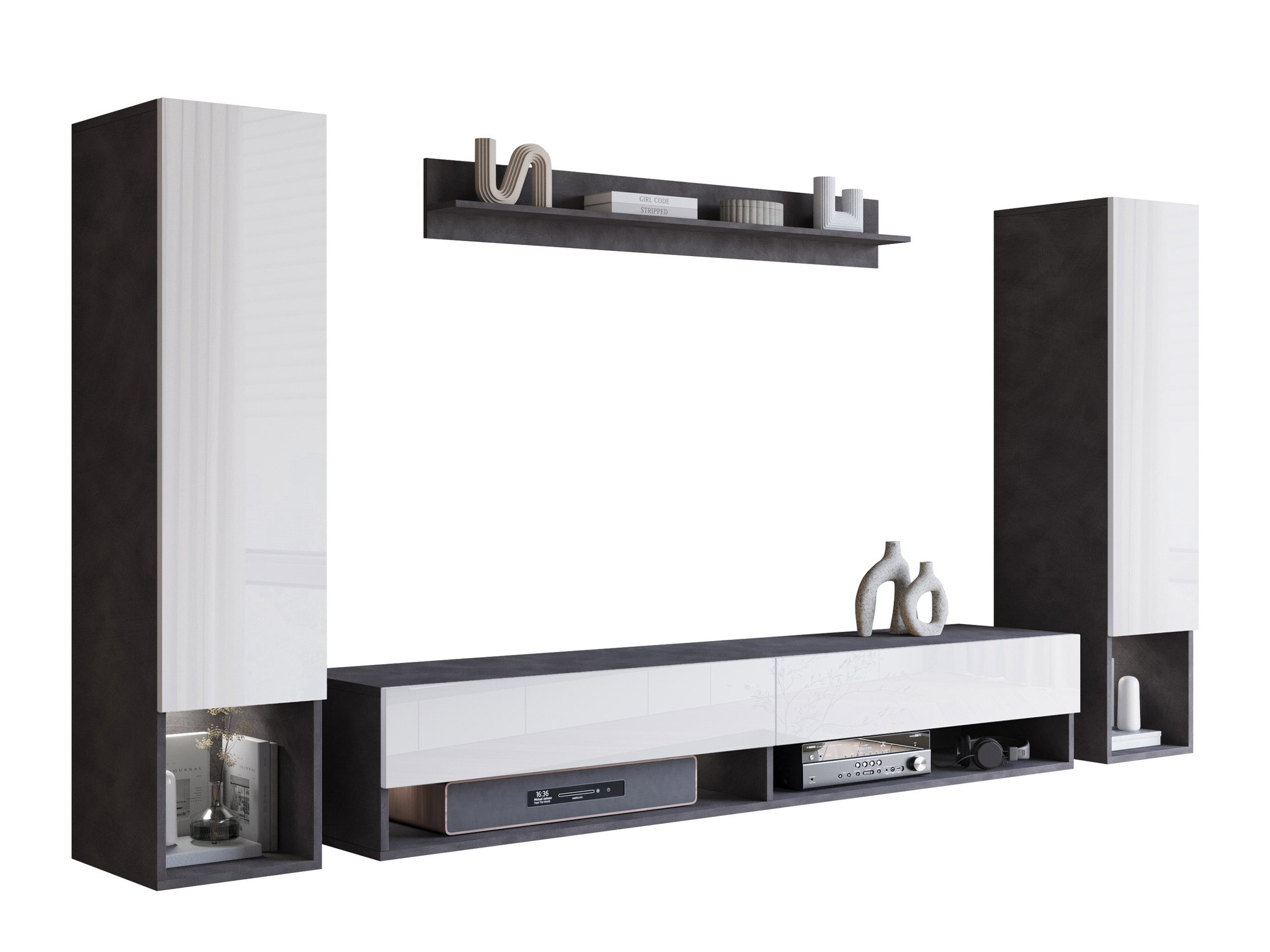 Set za dnevnu sobu Sarasota 176 (Matera siva + Sjajno belo)