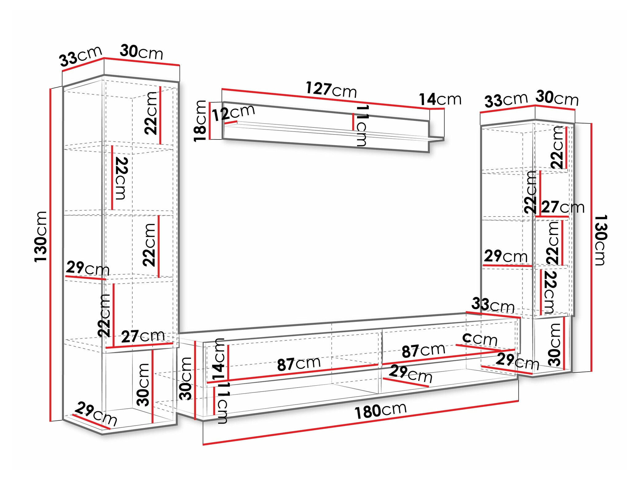 Set za dnevnu sobu Sarasota 176 (Вотан храст + Crna visoki sjaj)