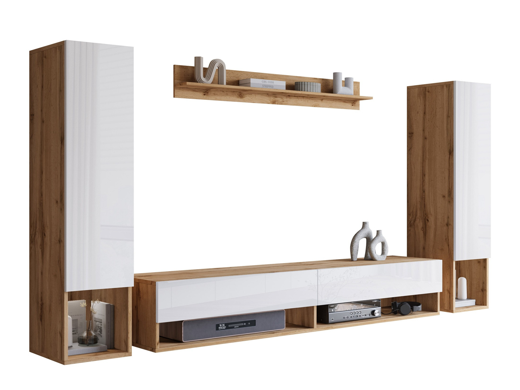 Set za dnevnu sobu Sarasota 176 (Вотан храст + Sjajno belo)