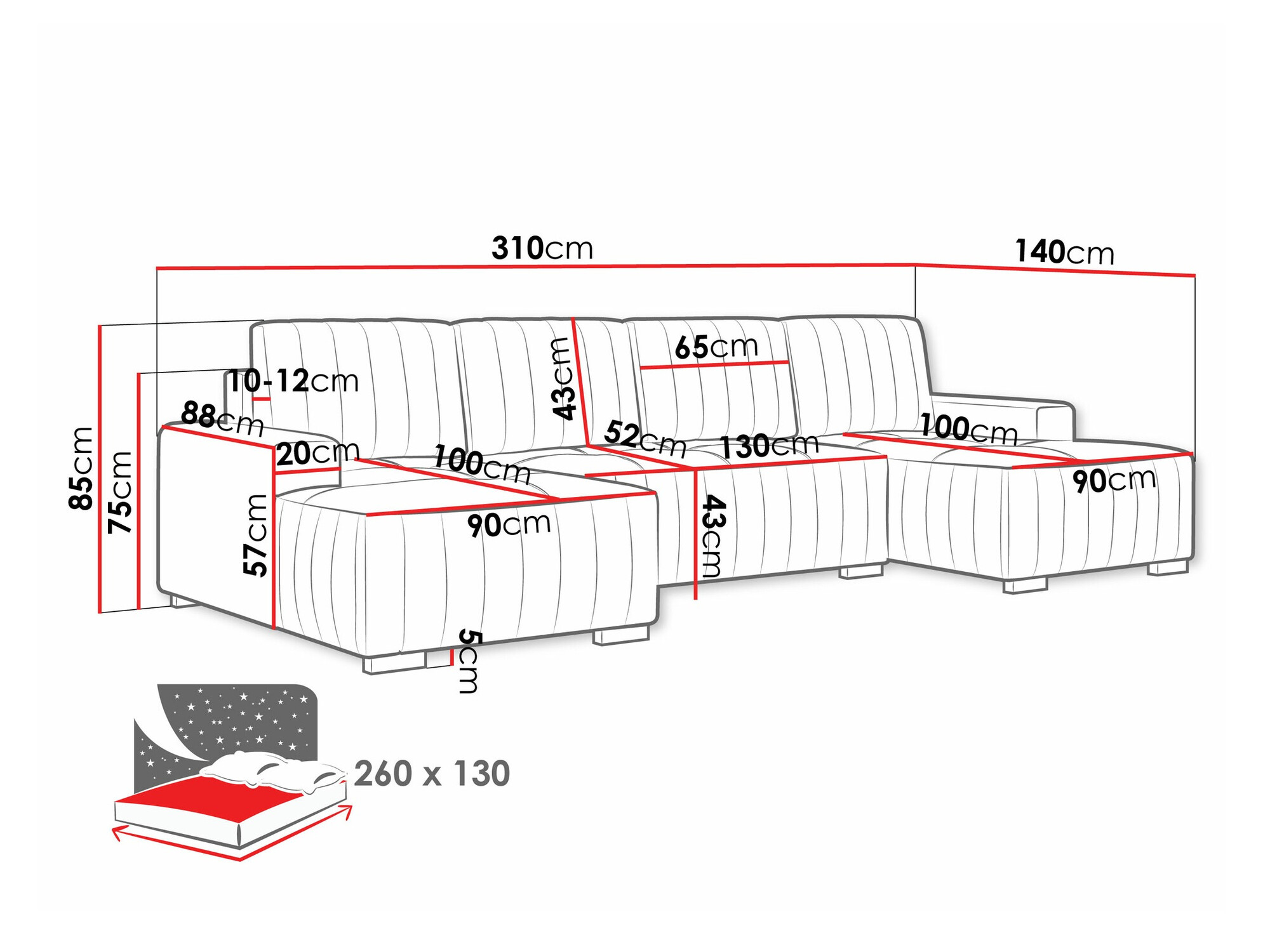 Ugaona sofa Columbus 232 (Manila 26)