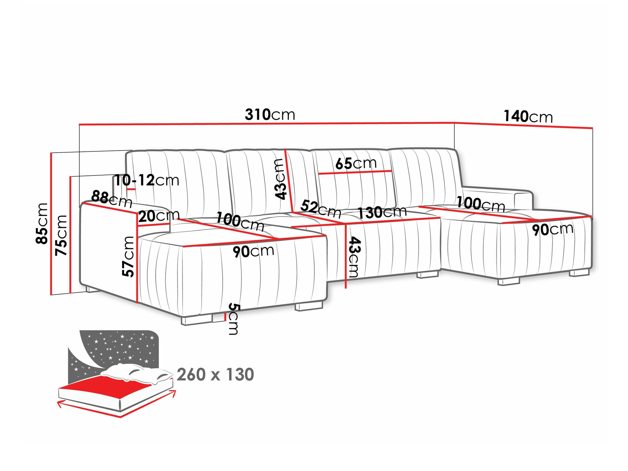 Ugaona sofa Columbus 232 (Manila 35)