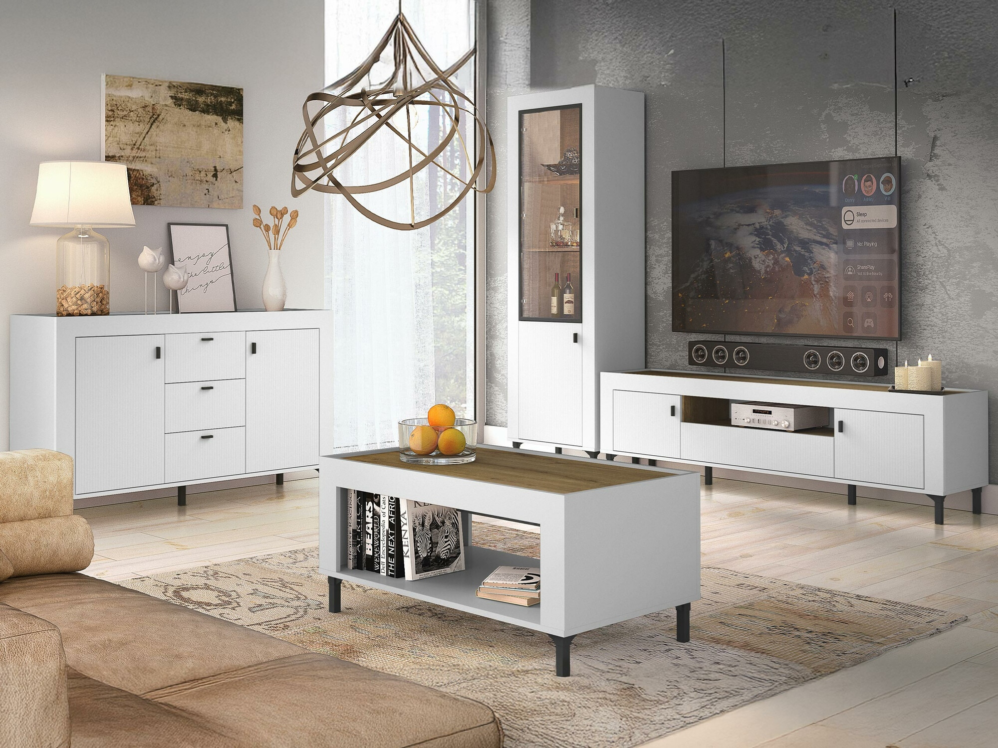 Set za dnevnu sobu Mormavu 114 (Mat belo)