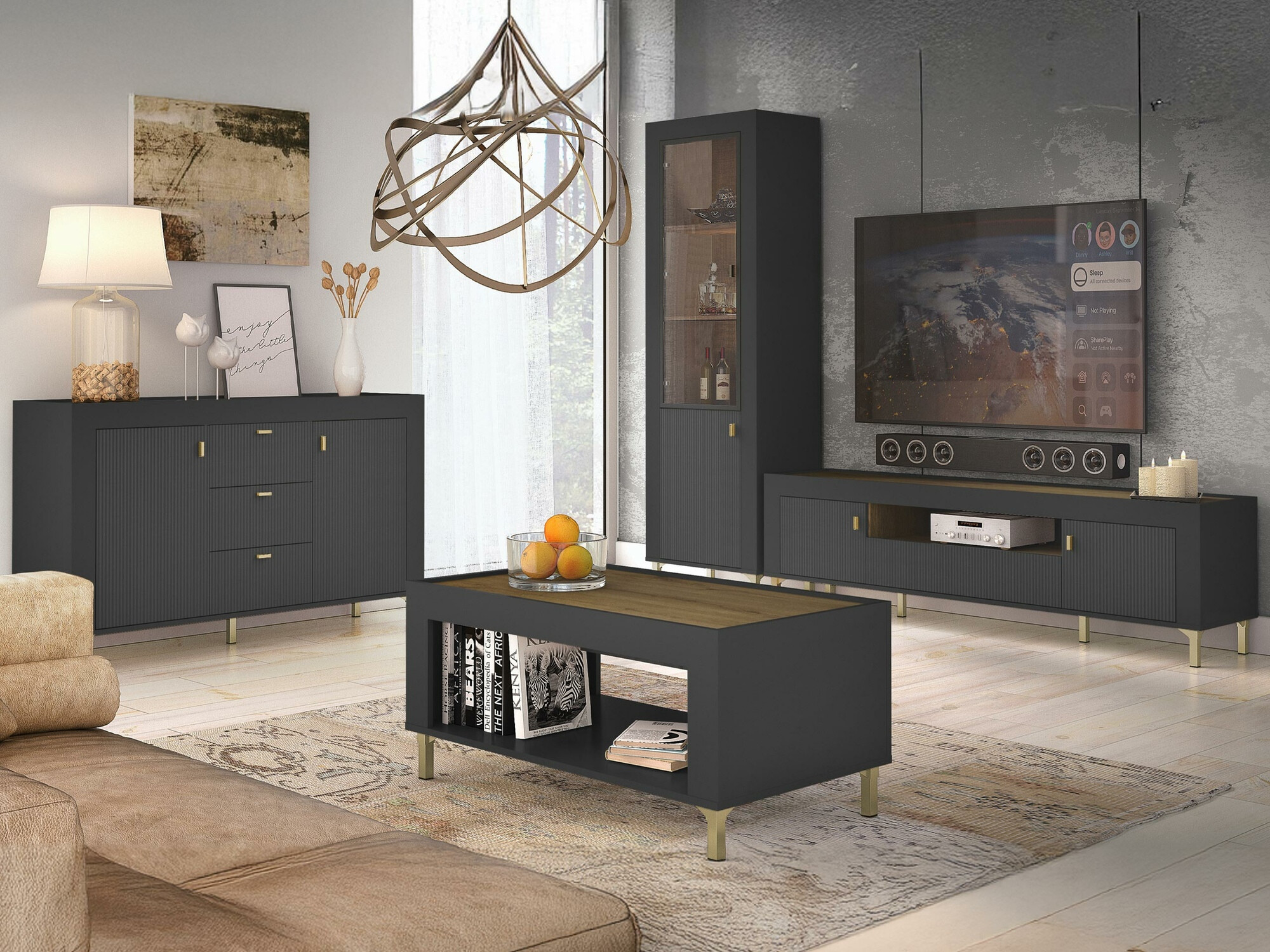 Set za dnevnu sobu Mormavu 114 (Mat crna)