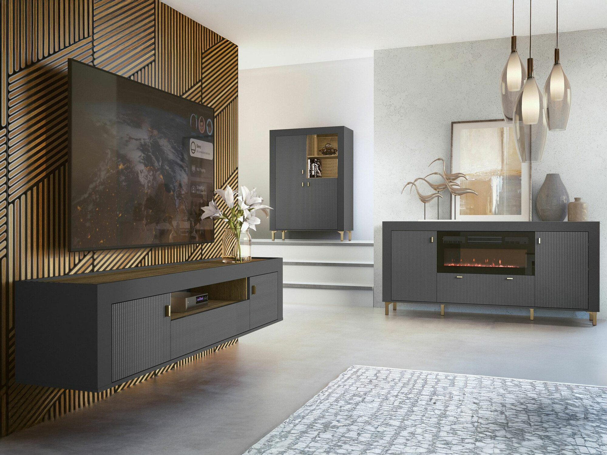 Set za dnevnu sobu Mormavu 115 (Mat crna)