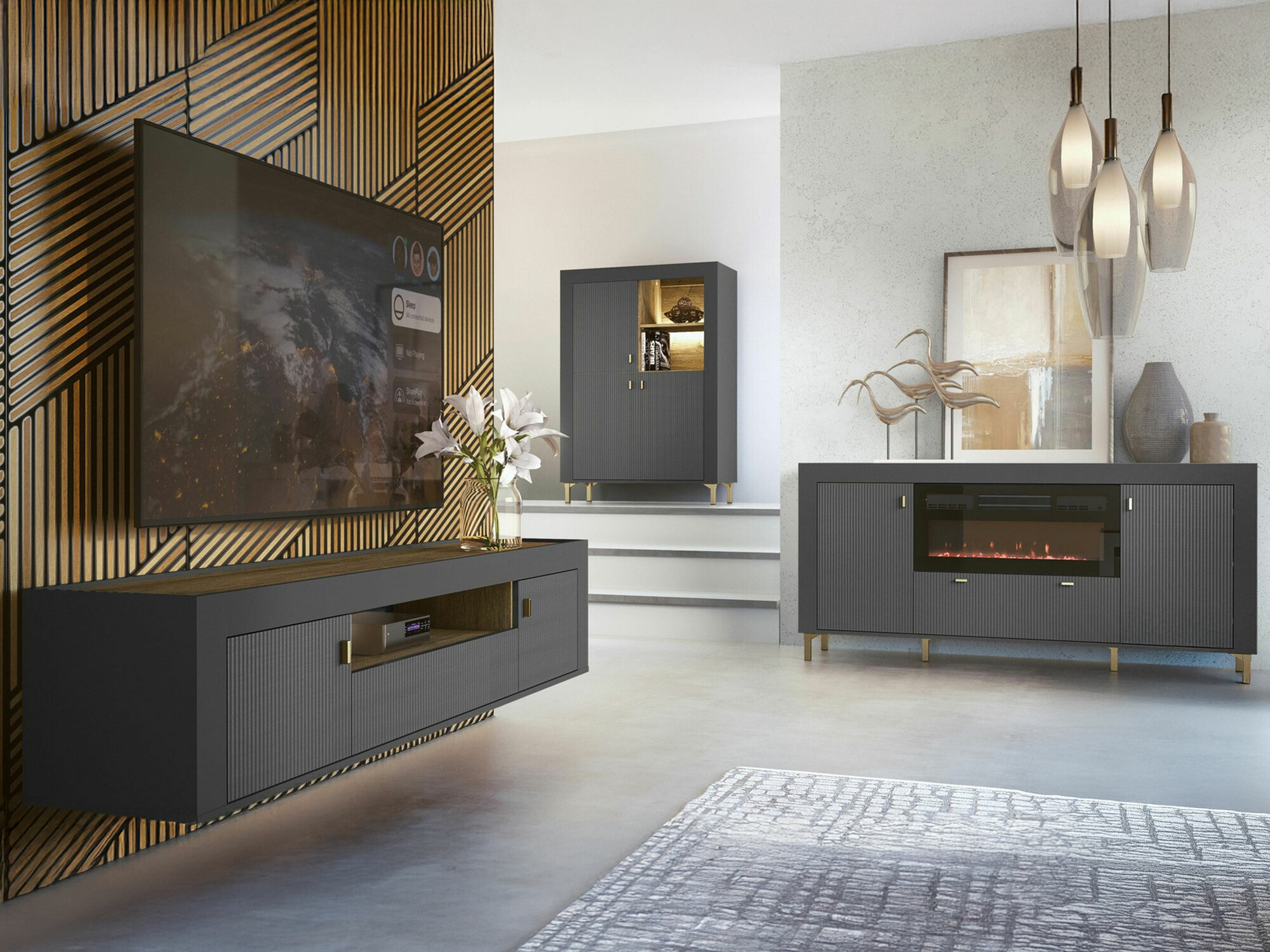 Set za dnevnu sobu Mormavu 115 (Mat crna)