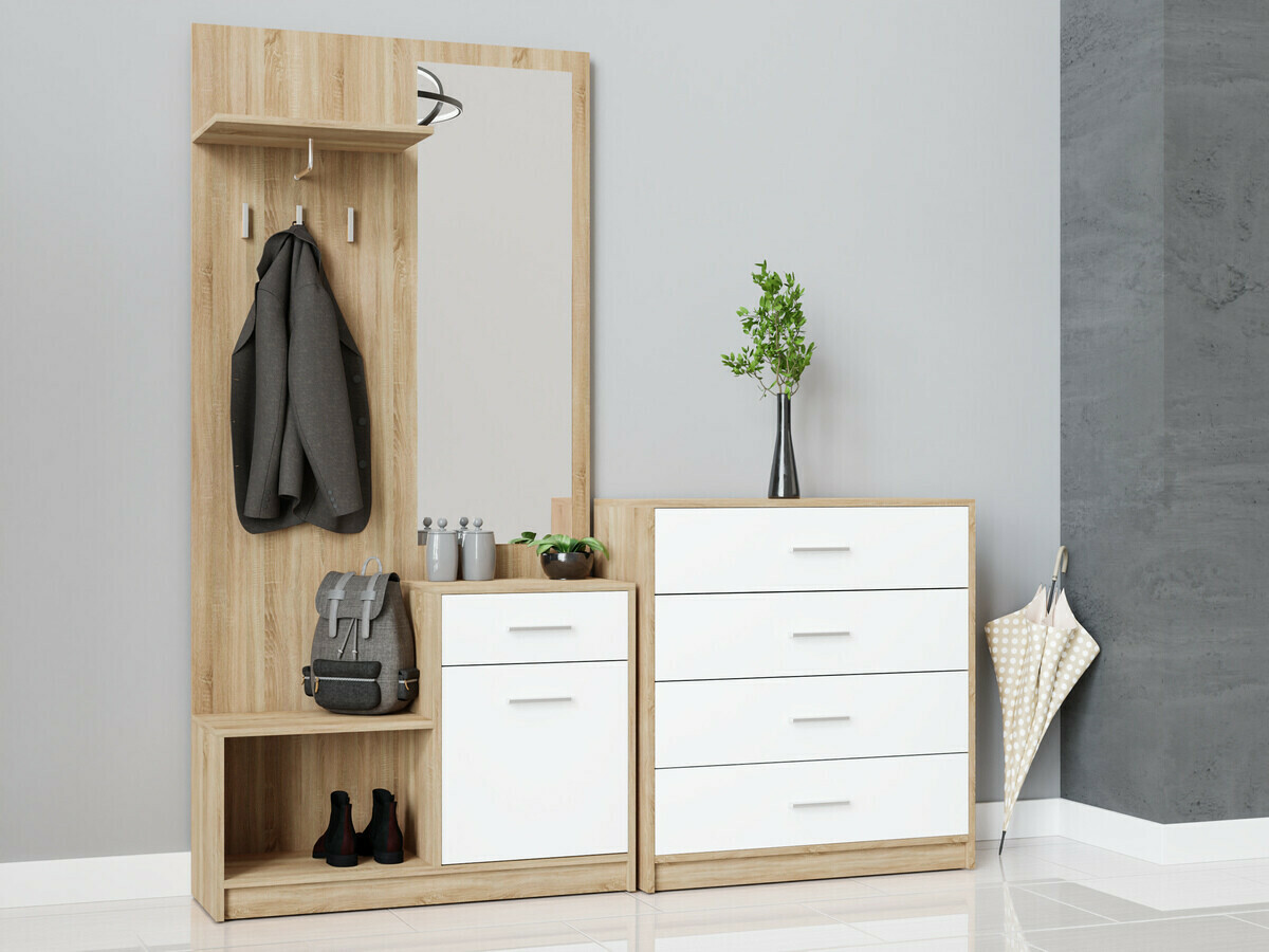 Set za hodnik Novsore 121 (Sonoma hrast + Belo)