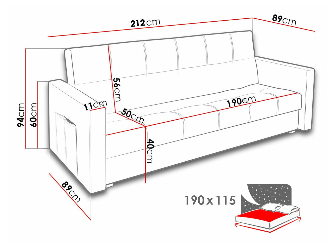 Sofa na razvlačenje Edinburg 104 (Inari 95)