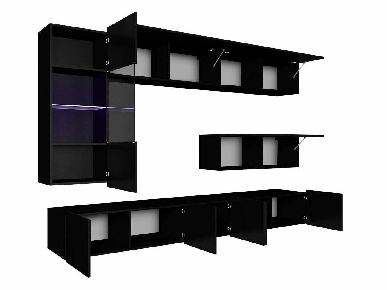 Set za dnevnu sobu Tivdalu 108 (Crno + Sjajno crna)
