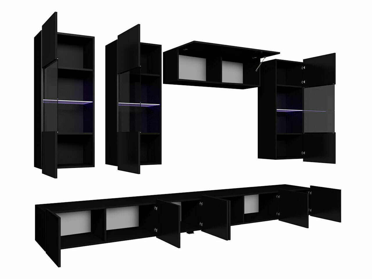 Set za dnevnu sobu Tivdalu 109 (Crno + Crna visoki sjaj)