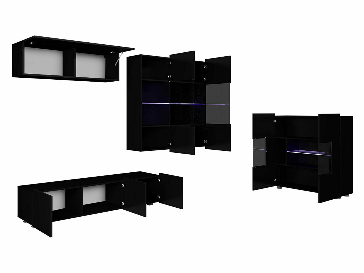 Set za dnevnu sobu Tivdalu 110 (Crno + Crna visoki sjaj)